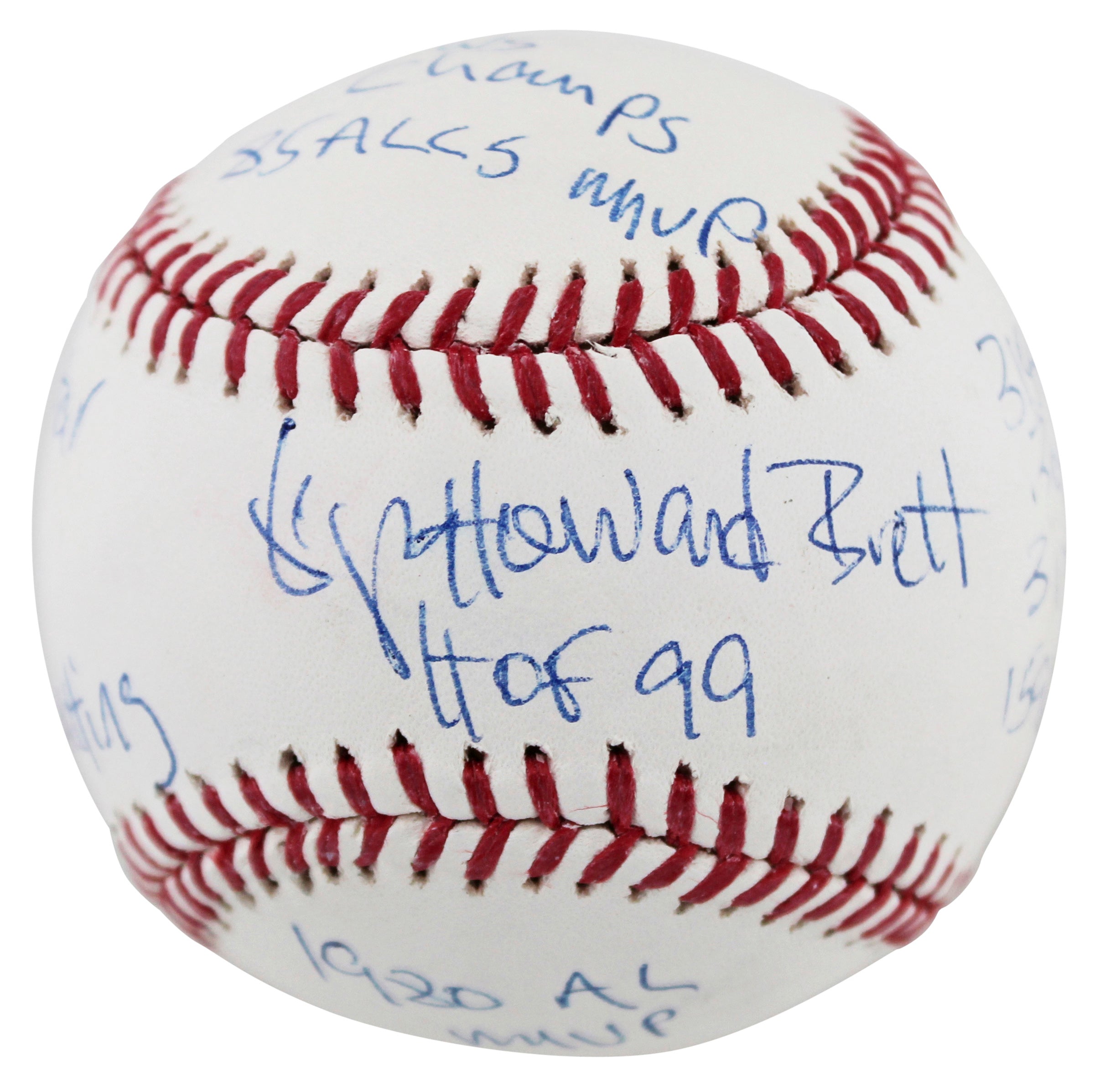 Royals George Howard Brett "11x Insc Career Stat" Signed Oml Baseball JSA Wit