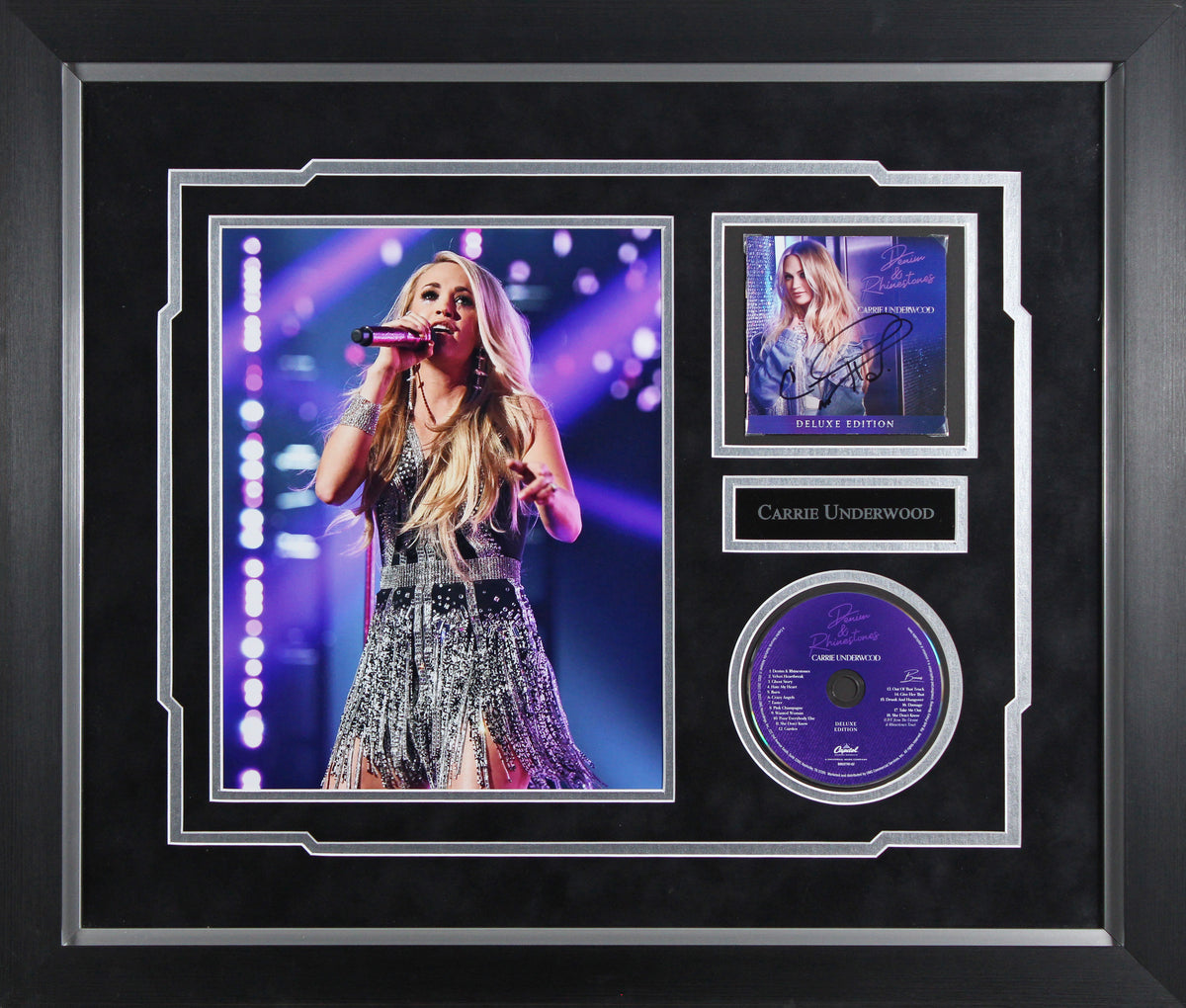 Carrie Underwood Signed & Framed Denim & Rhinestones Cd Insert BAS #AG010134