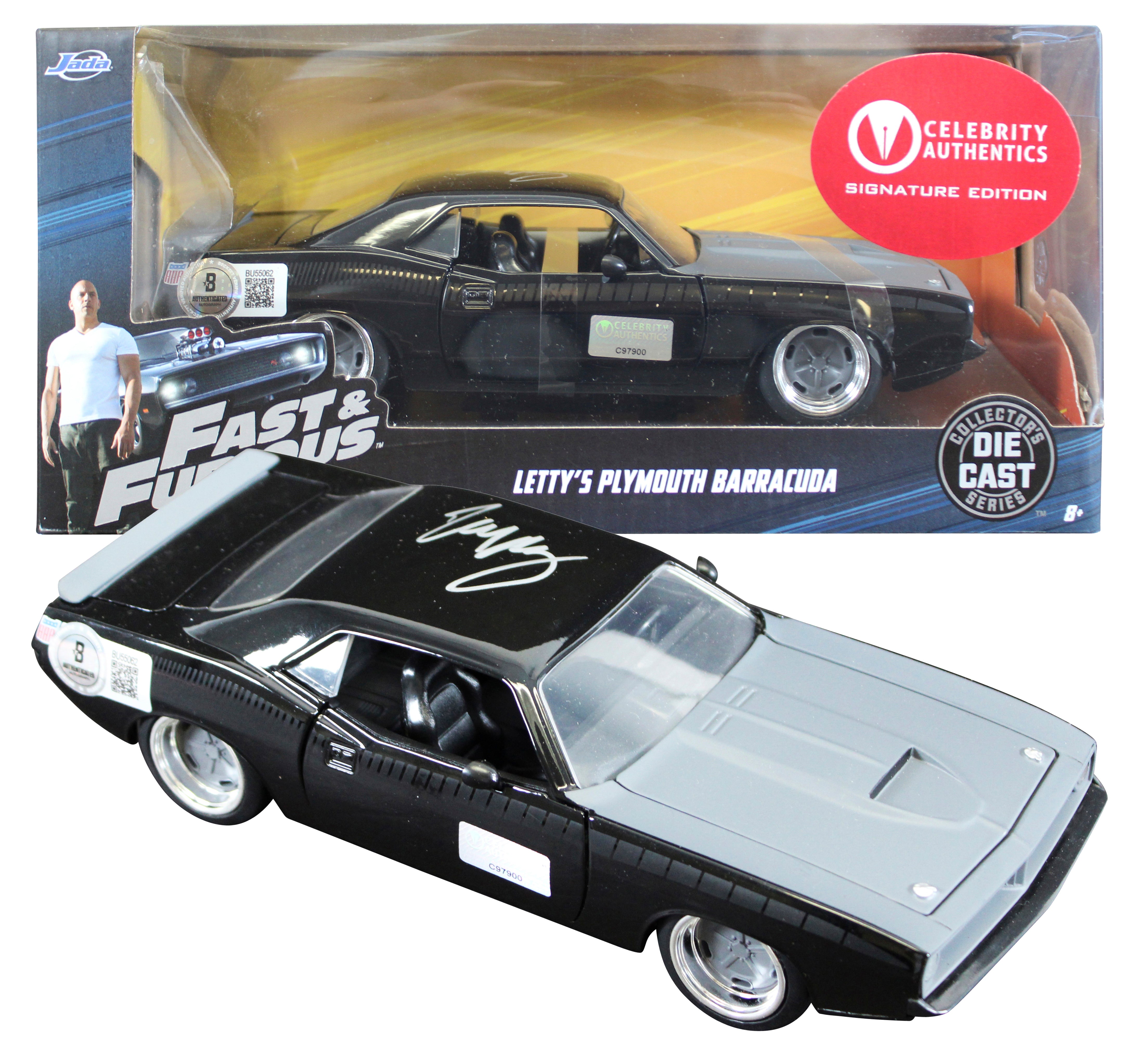 Michelle Rodriguez Fast & Furious Signed Plymouth Barracuda Die Cast Car BAS