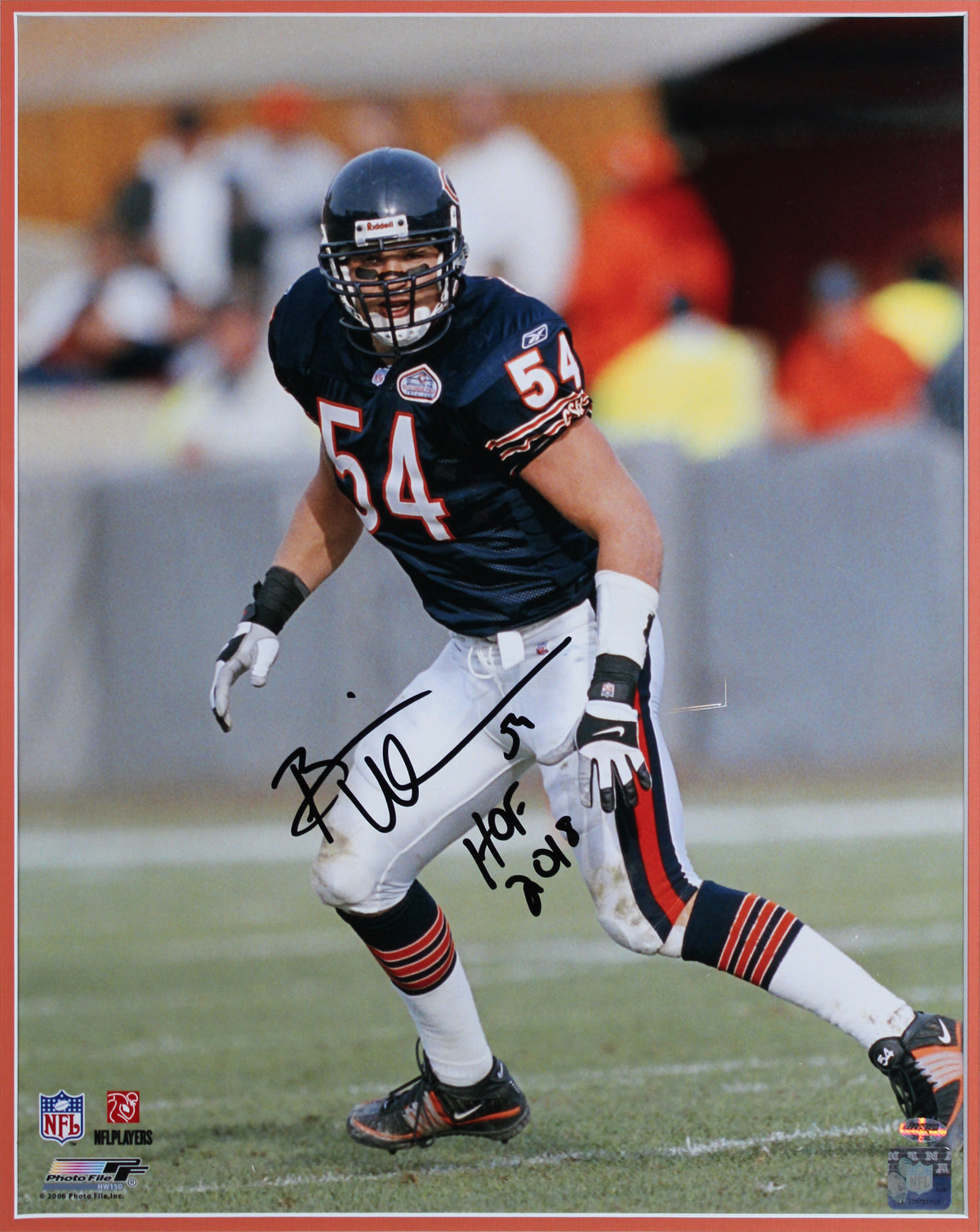 Bears Brian Urlacher "HOF 18" Authentic Signed 16x20 Framed Photo BAS #AG010153