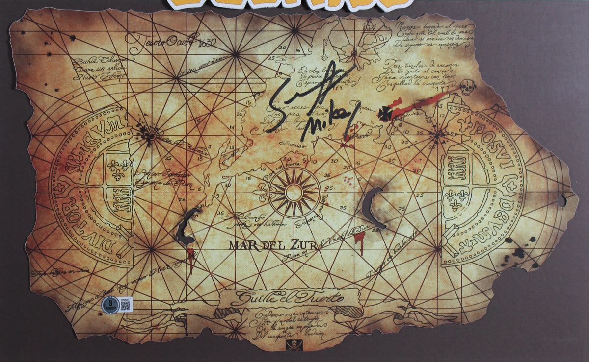 Sean Astin The Goonies "Mikey" Signed & Framed 11x19 Horizontal Canvas Map BAS