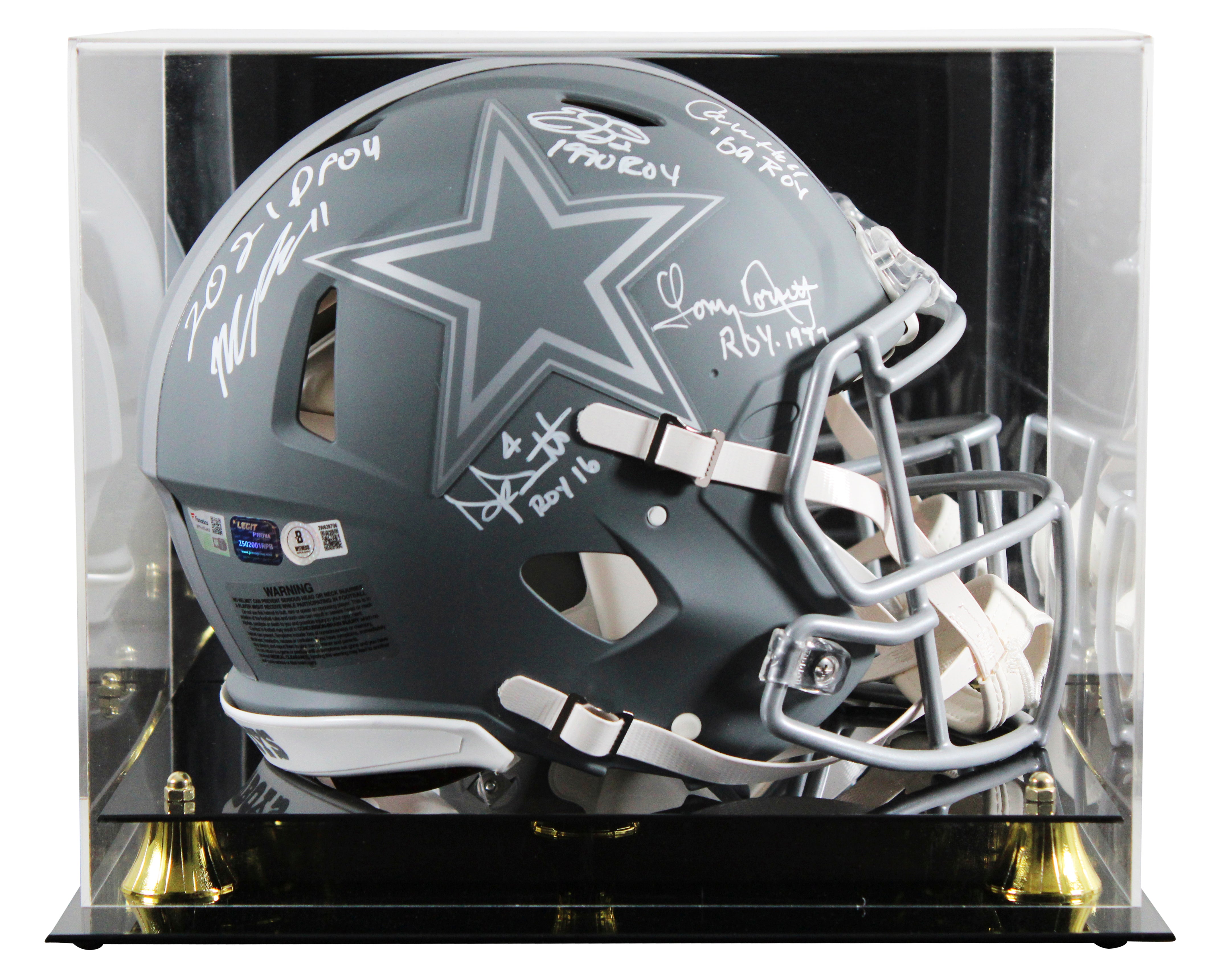 Prescott, Smith, Parsons +2 Signed Slate F/S Speed Proline Helmet W/ Case BAS W