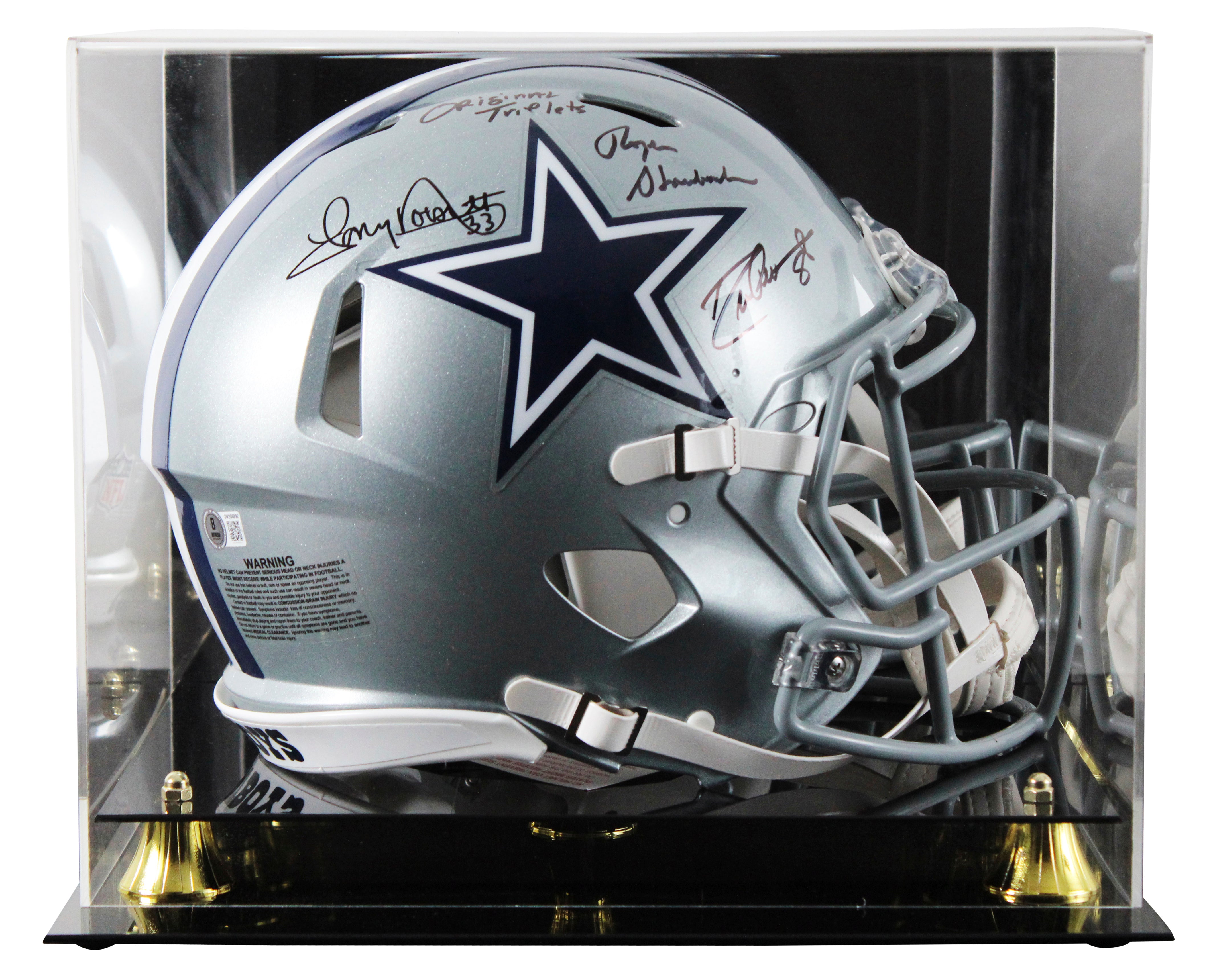 (3) Pearson, Staubach & Dorsett Signed F/S Speed Proline Helmet W/ Case BAS Wit