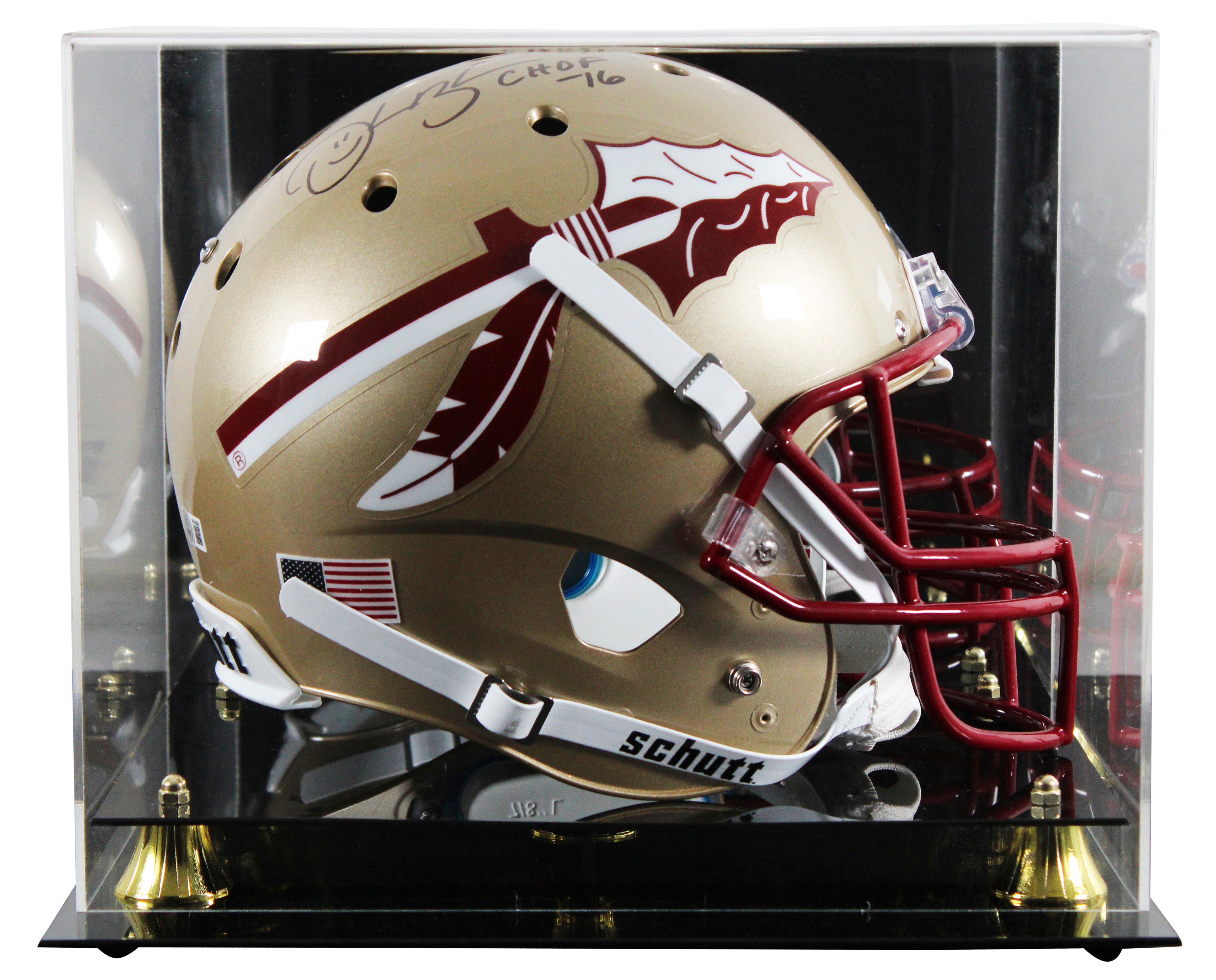 FSU Derrick Brooks "CHOF 16" Signed Schutt Full Size Rep Helmet W/ Case BAS Wit