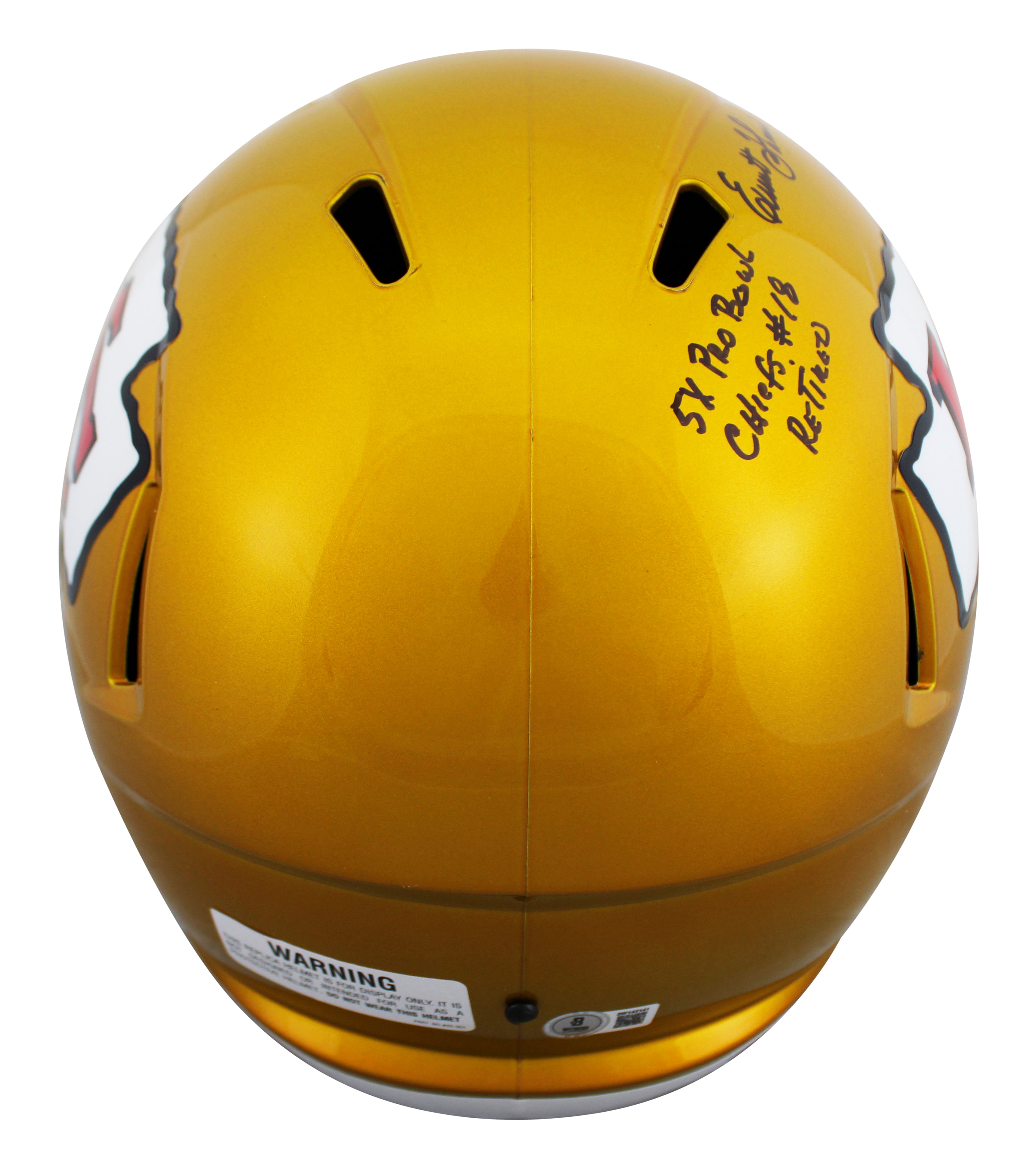 Chiefs Emmitt Thomas "Career Stat" Signed Flash F/S Speed Rep Helmet W/ Case BAS