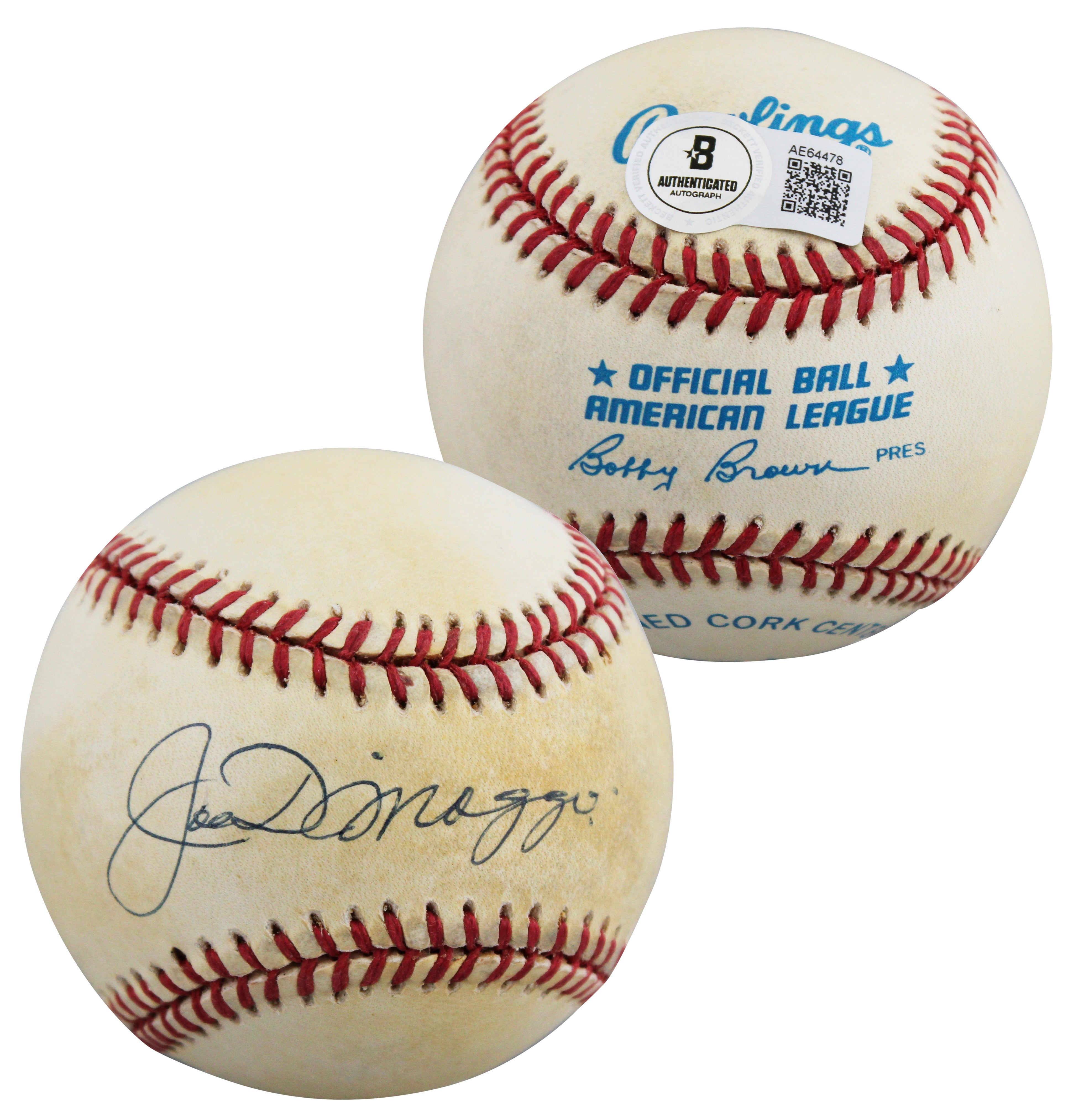 Yankees Joe DiMaggio Authentic Signed Bobby Brown OAL Baseball BAS #AE64478
