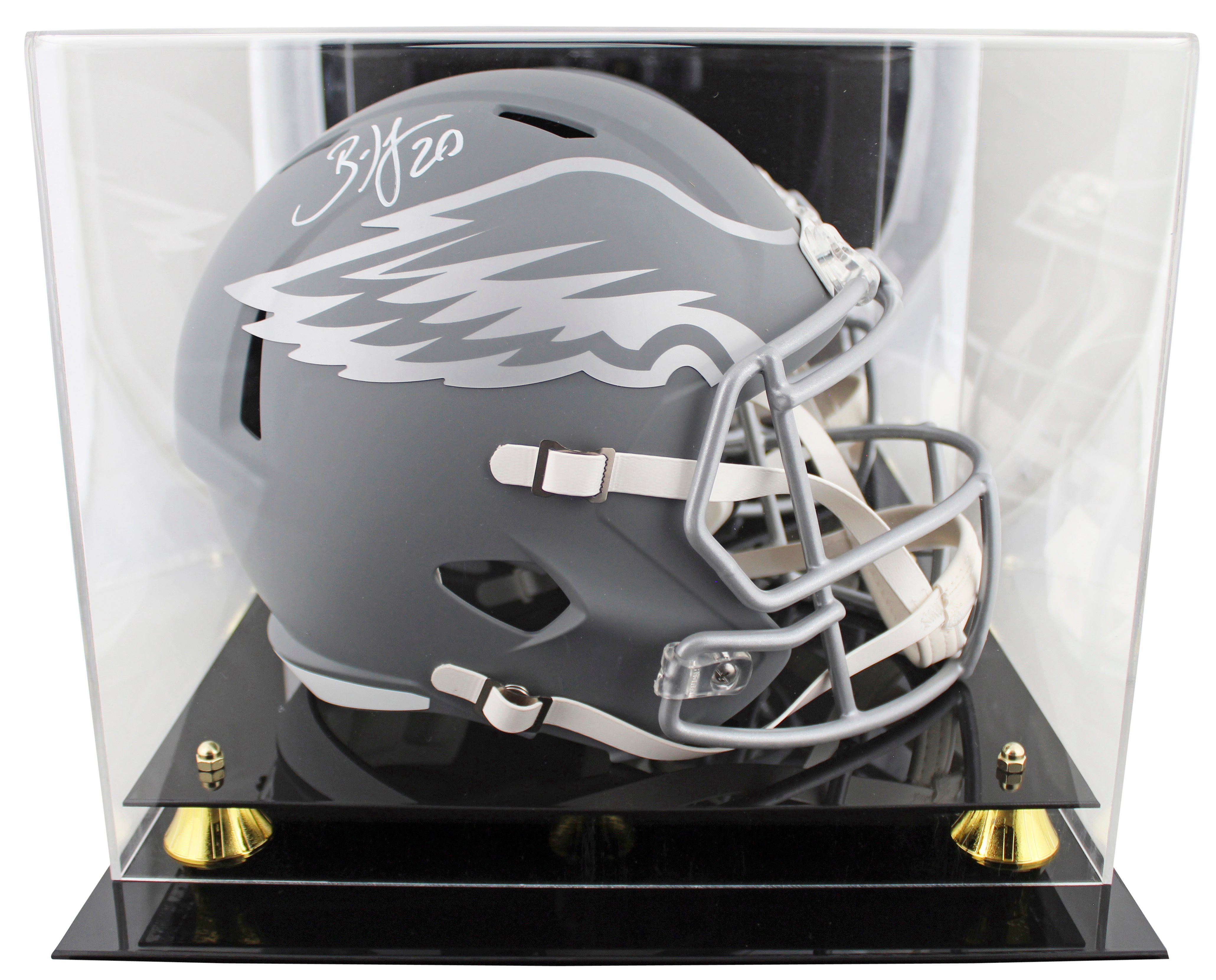 Eagles Brian Dawkins Signed Slate Full Size Speed Rep Helmet W/ Case BAS Witness