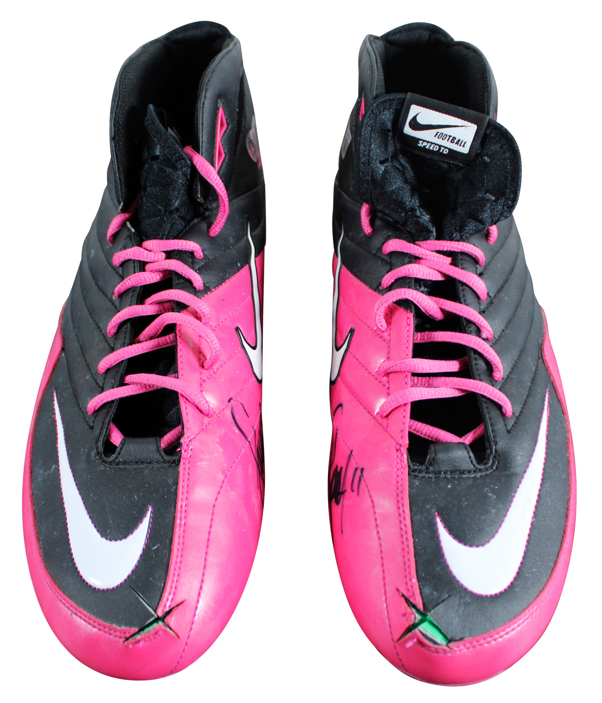Larry Fitzgerald Signed 10/10/10 Game Worn Nike Zoom Vapor Carbon Fly Cleats BAS