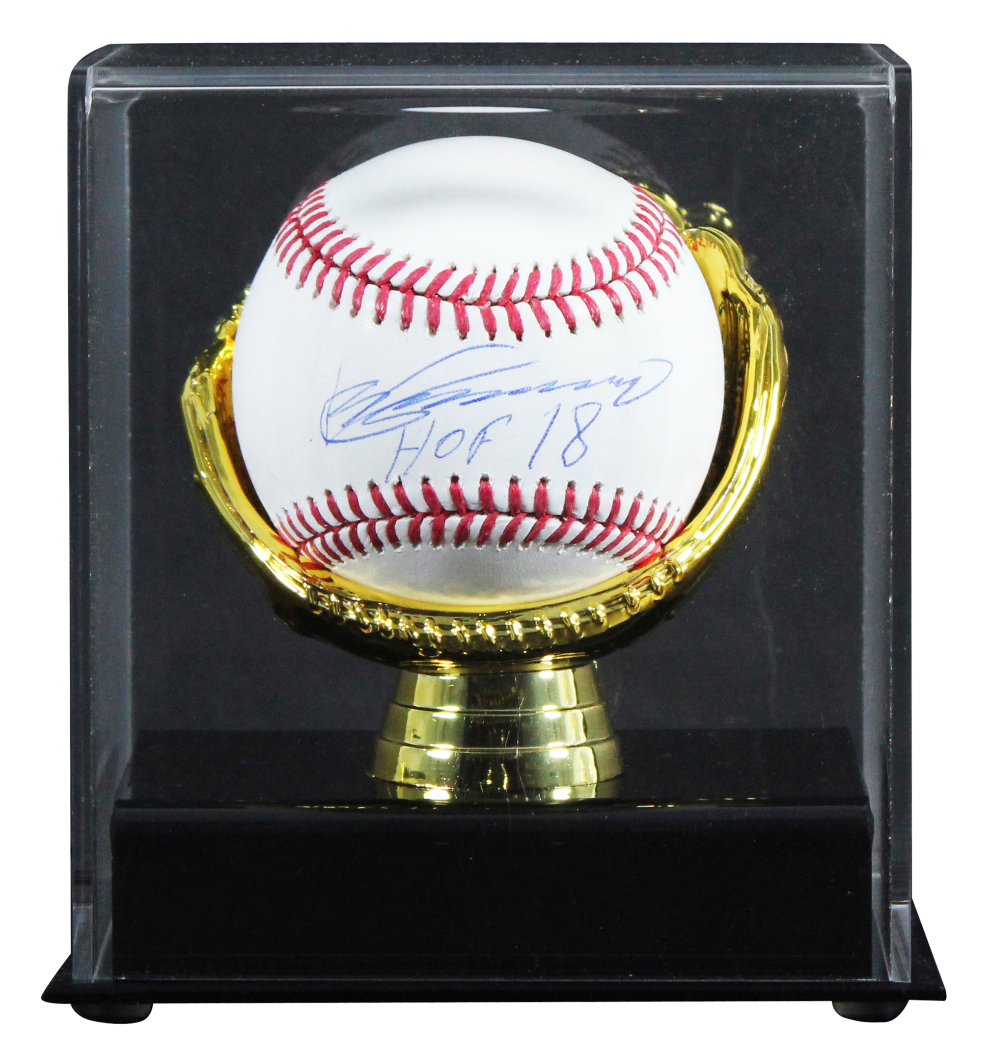 Angels Vladimir Guerrero "HOF 18" Signed Robert Manfred OML Baseball W/ Case BAS