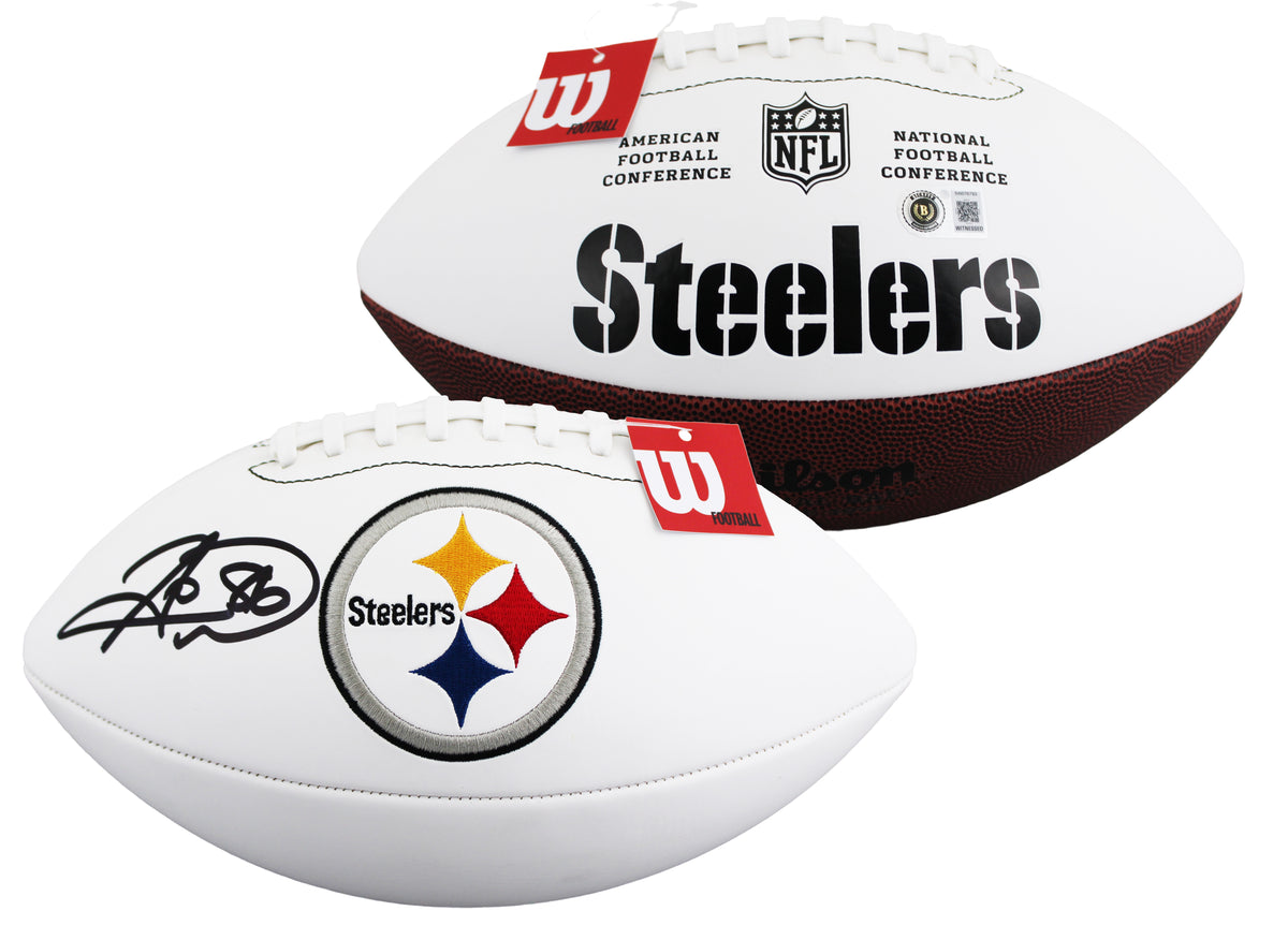 Steelers Hines Ward Signed Wilson White Panel Logo Nfl Football w/ Case BAS Wit