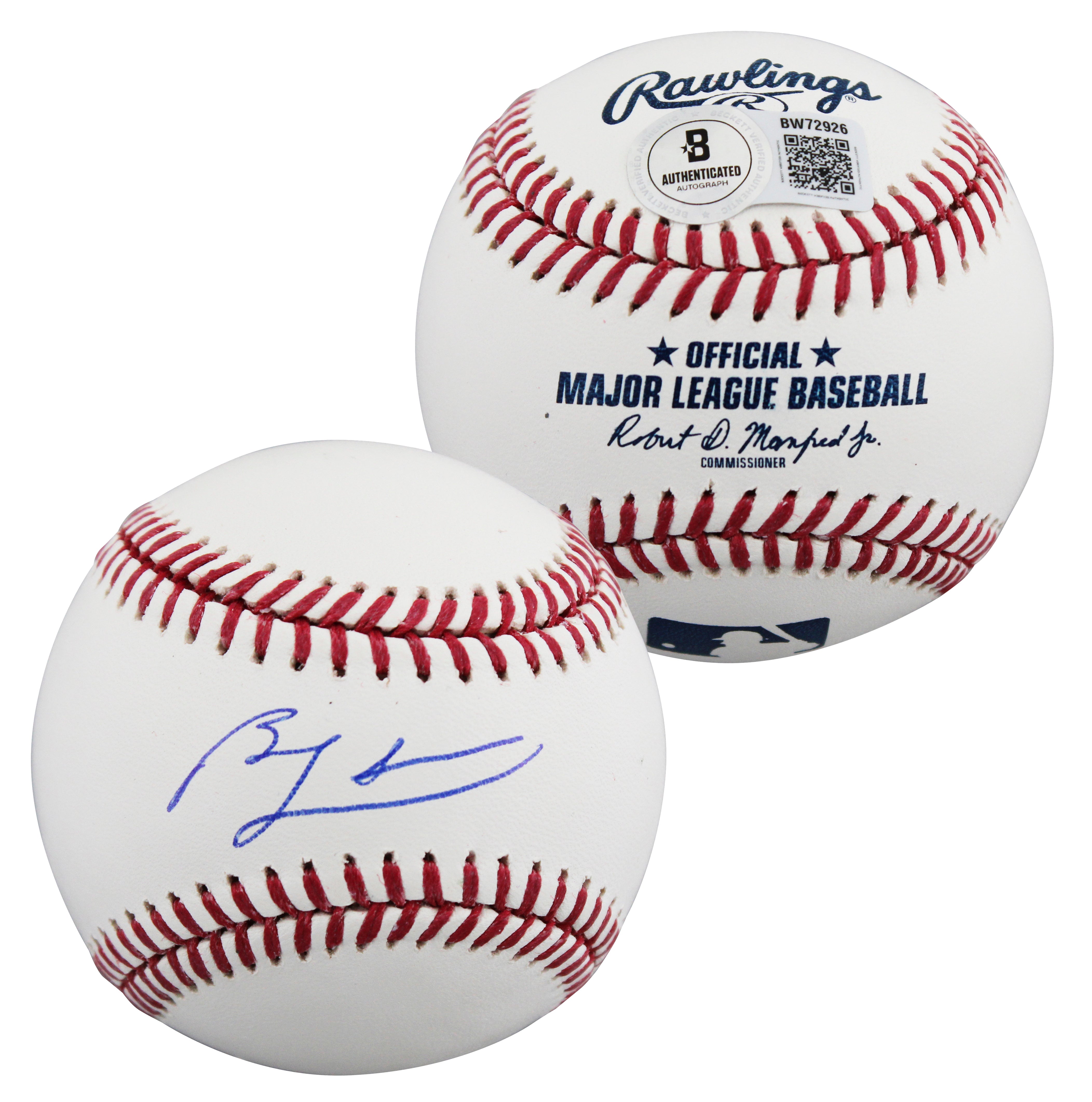 Cubs Ben Zobrist Authentic Signed Robert Manfred OML Baseball W/ Case BAS