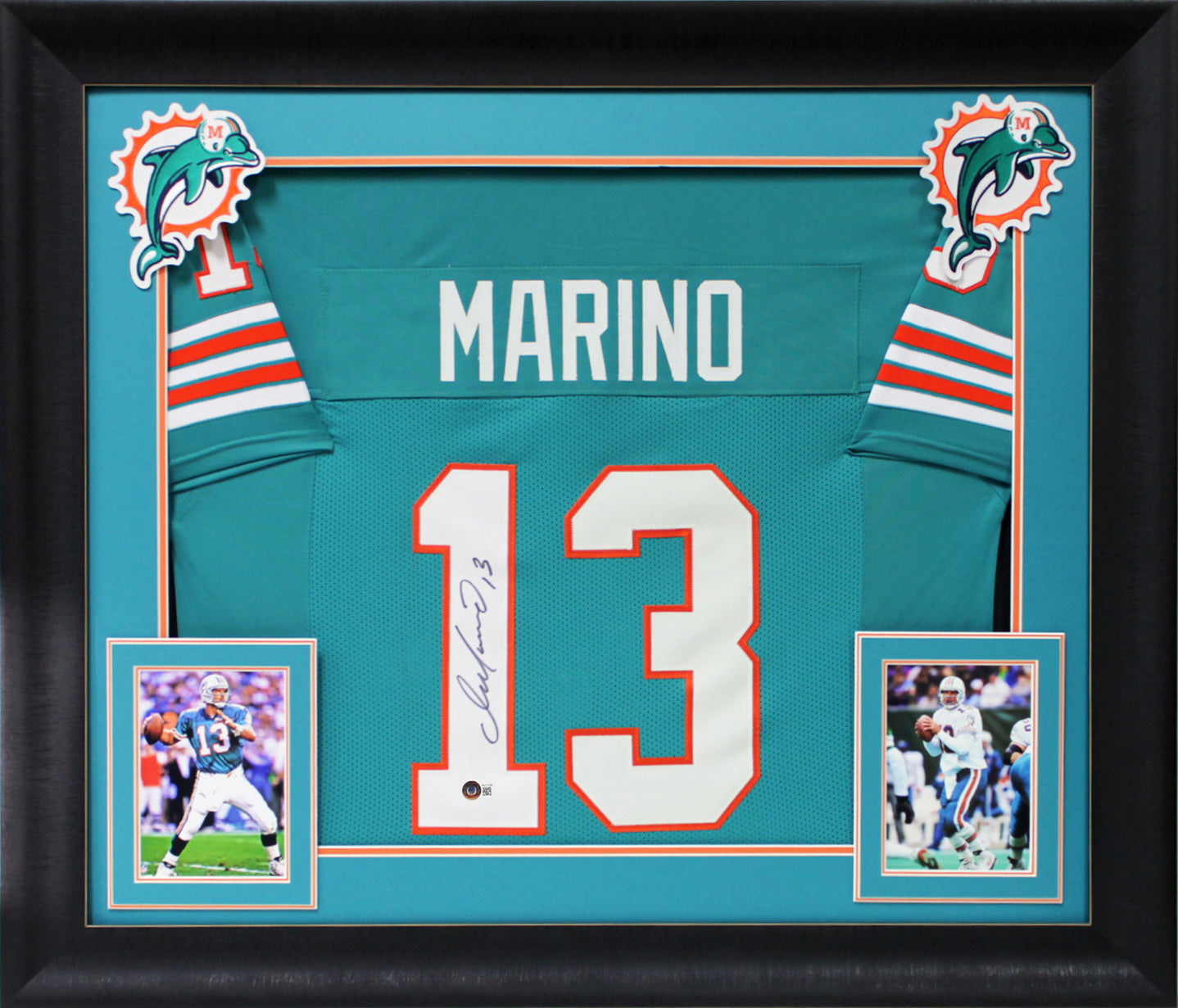 Dan Marino Authentic Signed Teal Pro Style Framed Jersey Autographed BAS