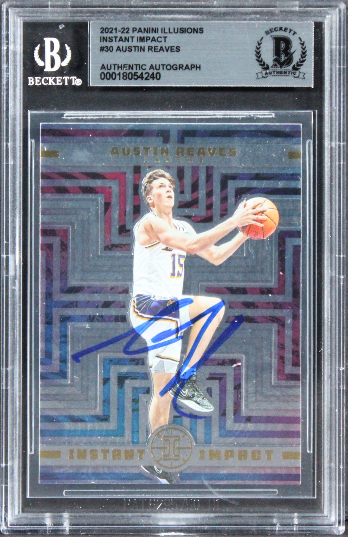 Lakers Austin Reaves Signed 2021 Panini Illusions II #30 Rookie Card BAS Slabbed