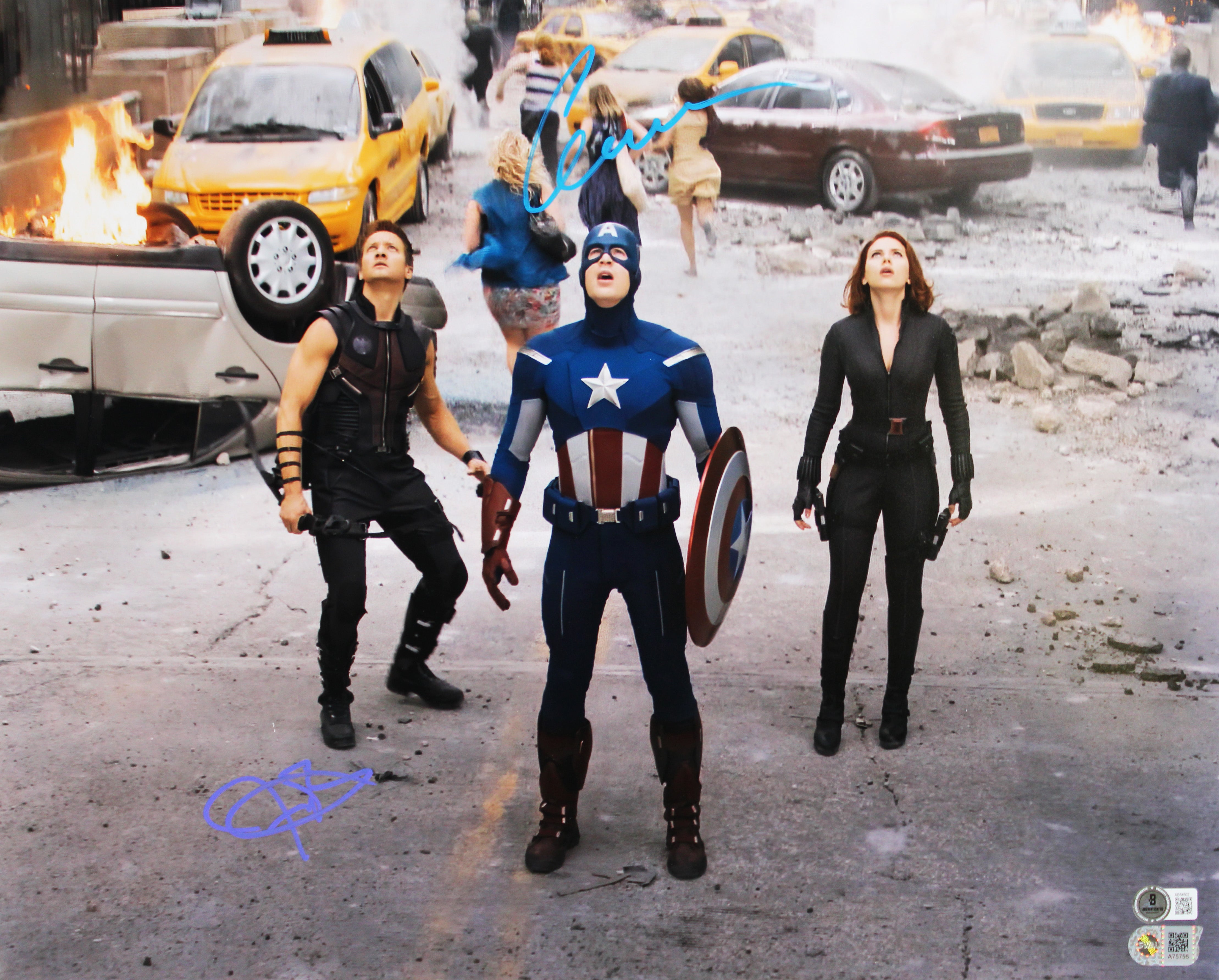 Chris Evans & Jeremy Renner Avengers Authentic Signed 16x20 Photo BAS #AE64502