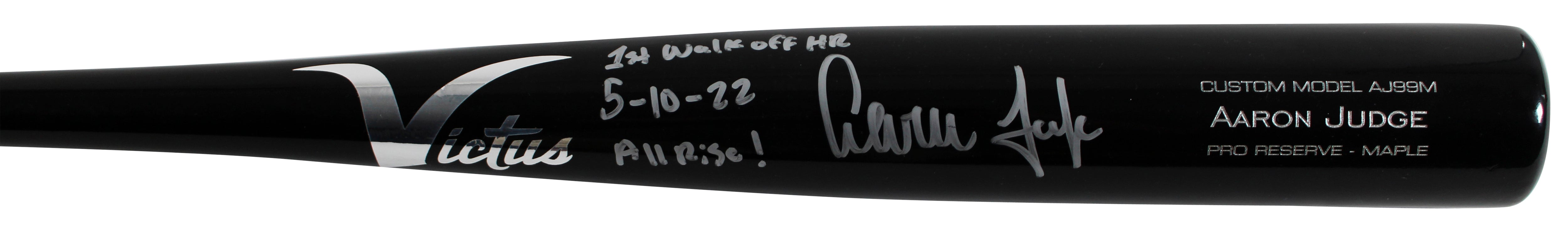 Aaron Judge "1st Walk Off HR, All Rise!" Signed Victus Player Model Bat BAS MLB