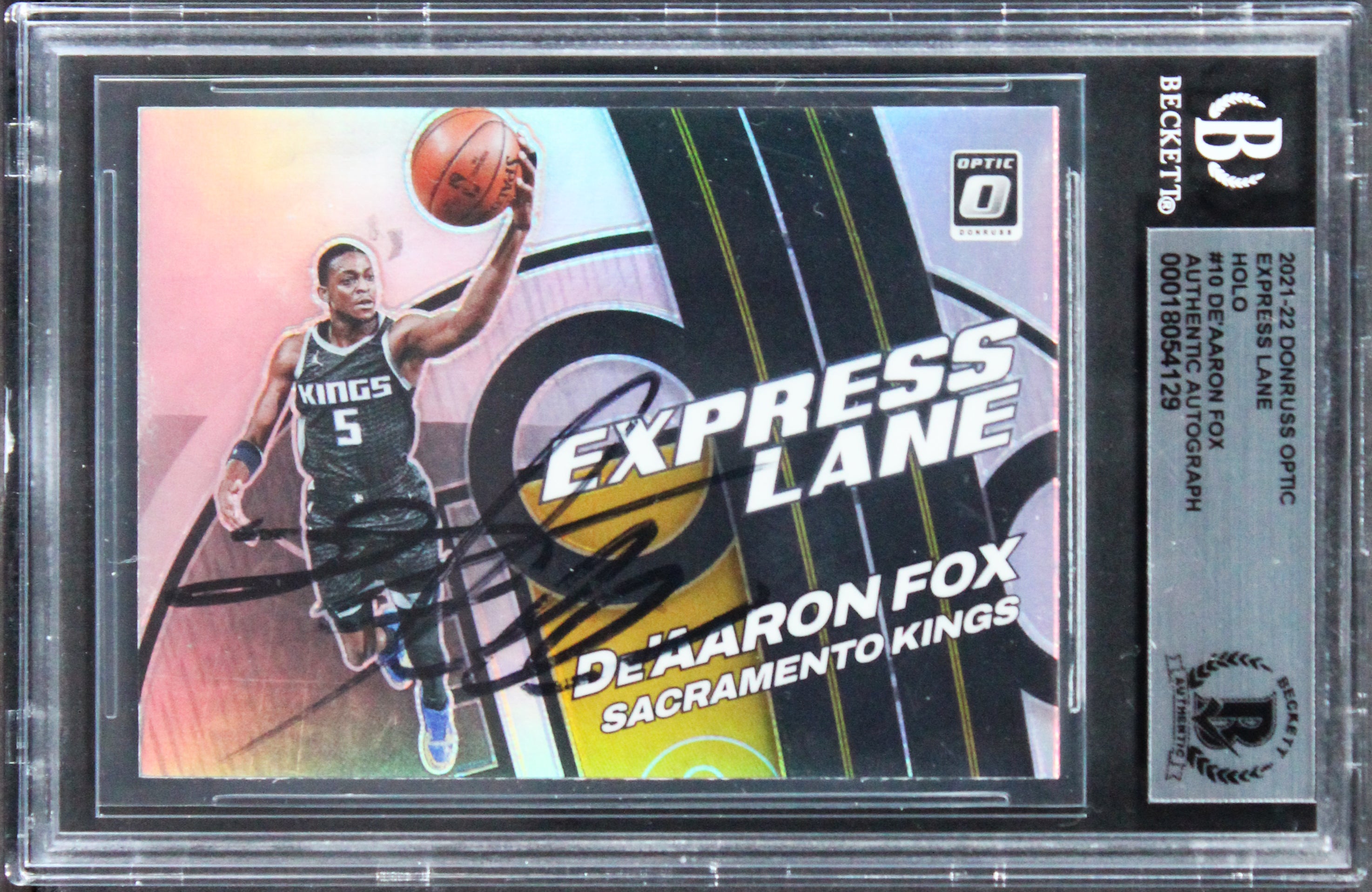 Kings De'Aaron Fox Signed 2021 Donruss Optic Xps Lane Holo #10 Card BAS Slabbed