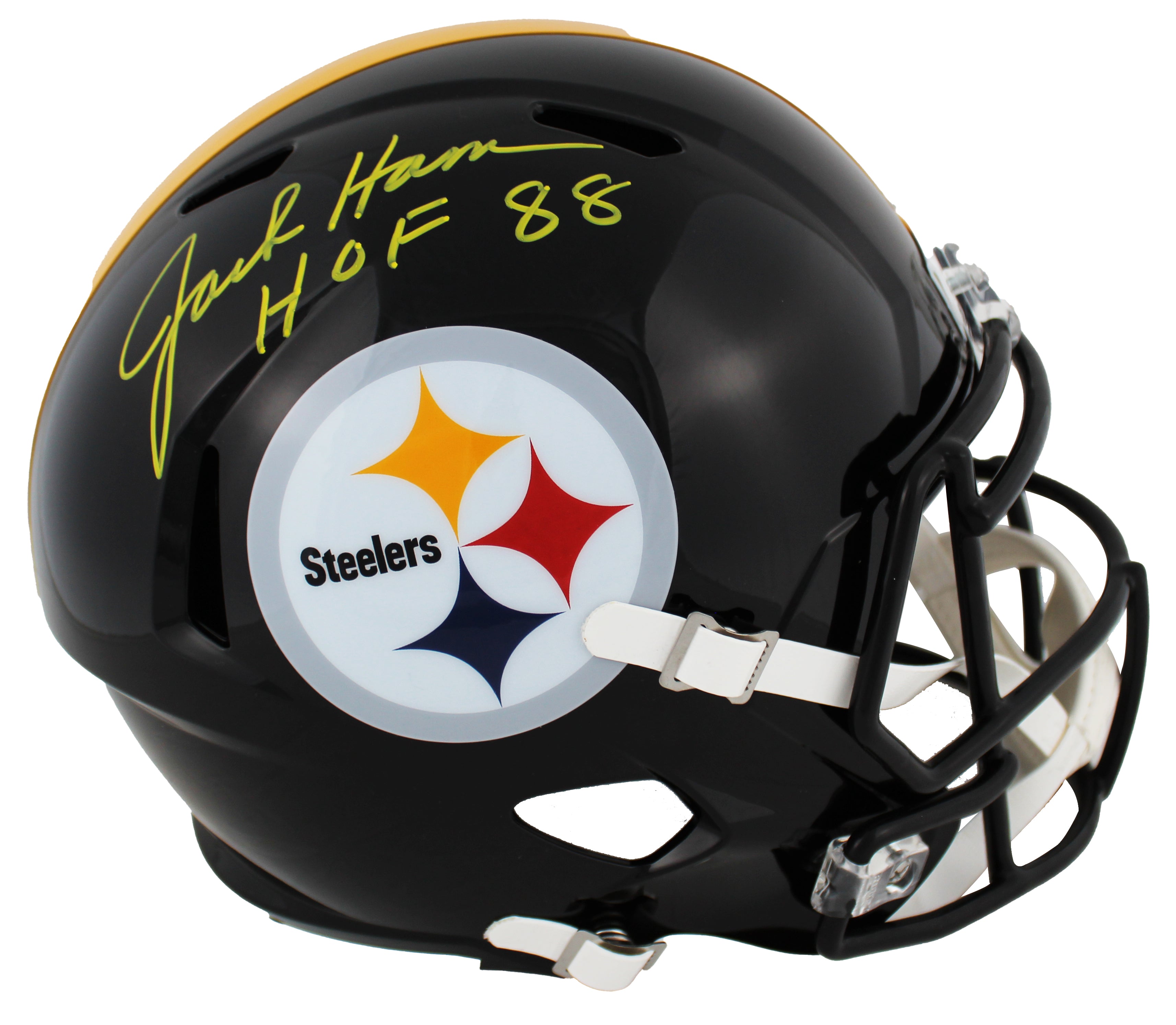Steelers Jack Ham "HOF 88" Signed Full Size Speed Rep Helmet w/ Case BAS