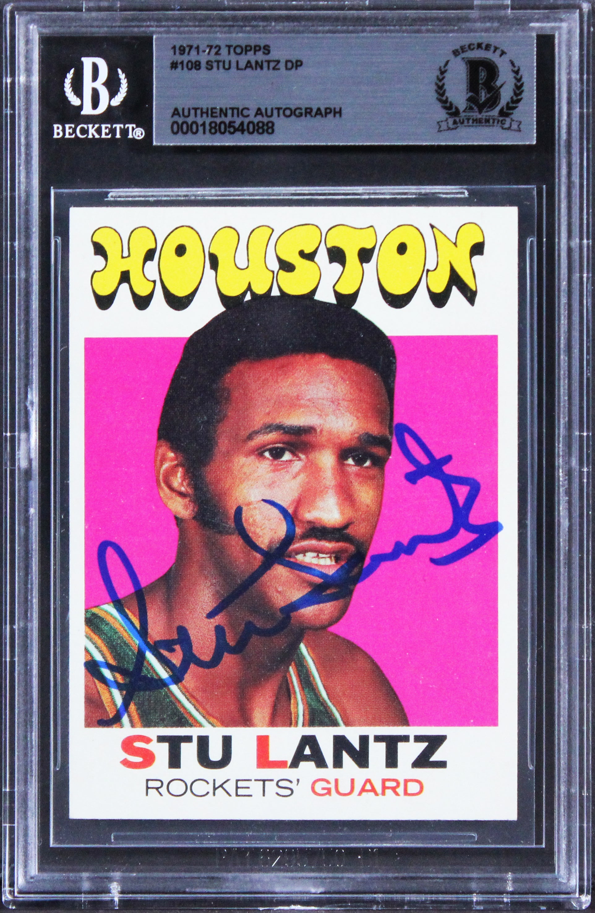 Rockets Stu Lantz Authentic Signed 1971 Topps #108 Card BAS Slabbed