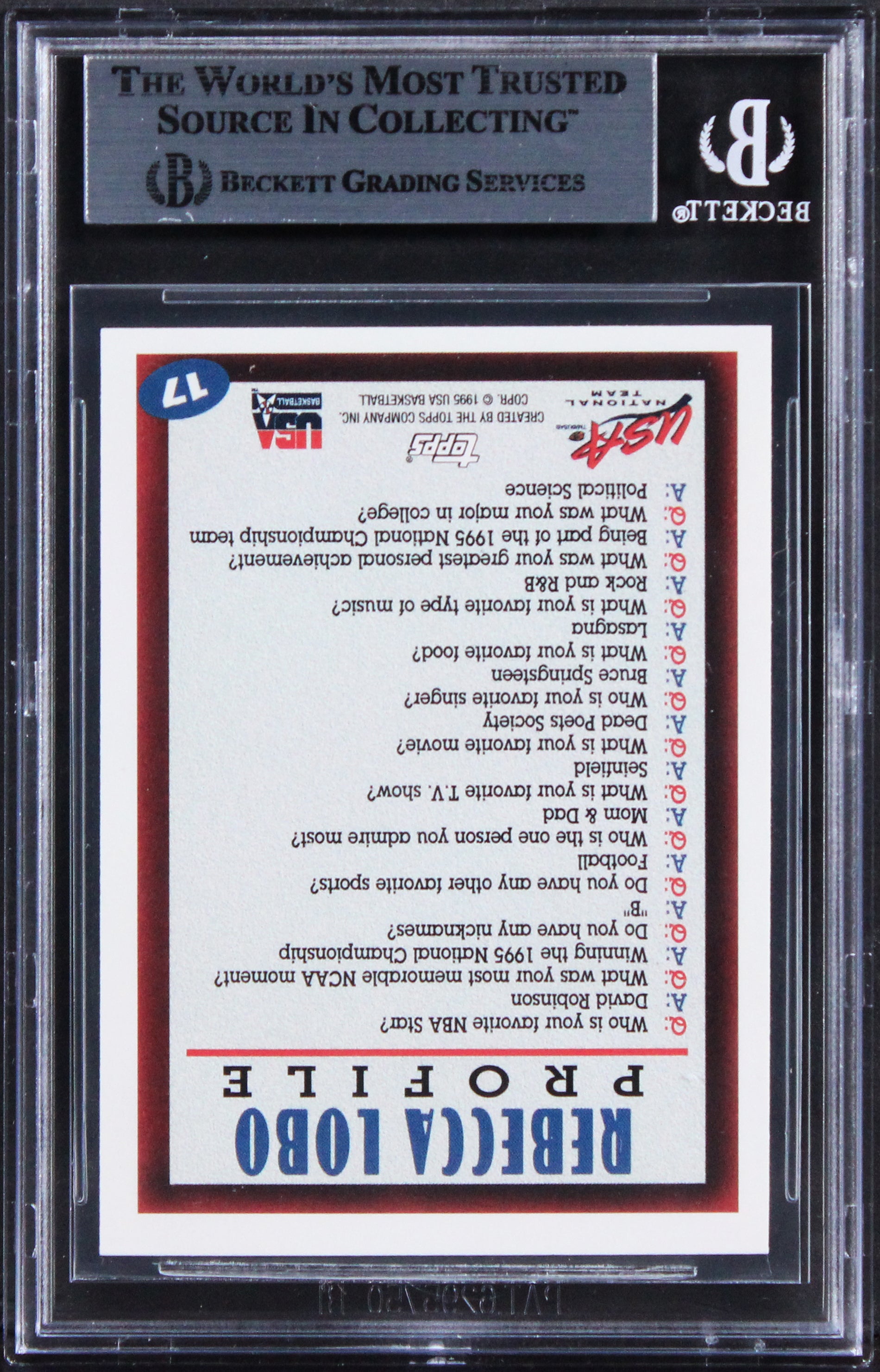 LIberty Rebecca Lobo Authentic Signed 2010 SP Authentic #21 Card BAS Slabbed
