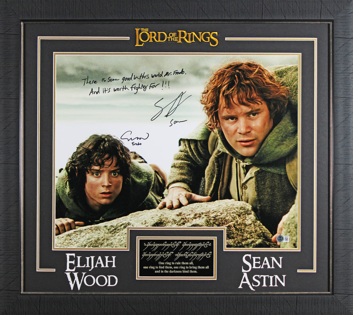 Elijah Wood & Sean Astin Lord of the Rings Signed 16x20 Framed Photo BAS Witness