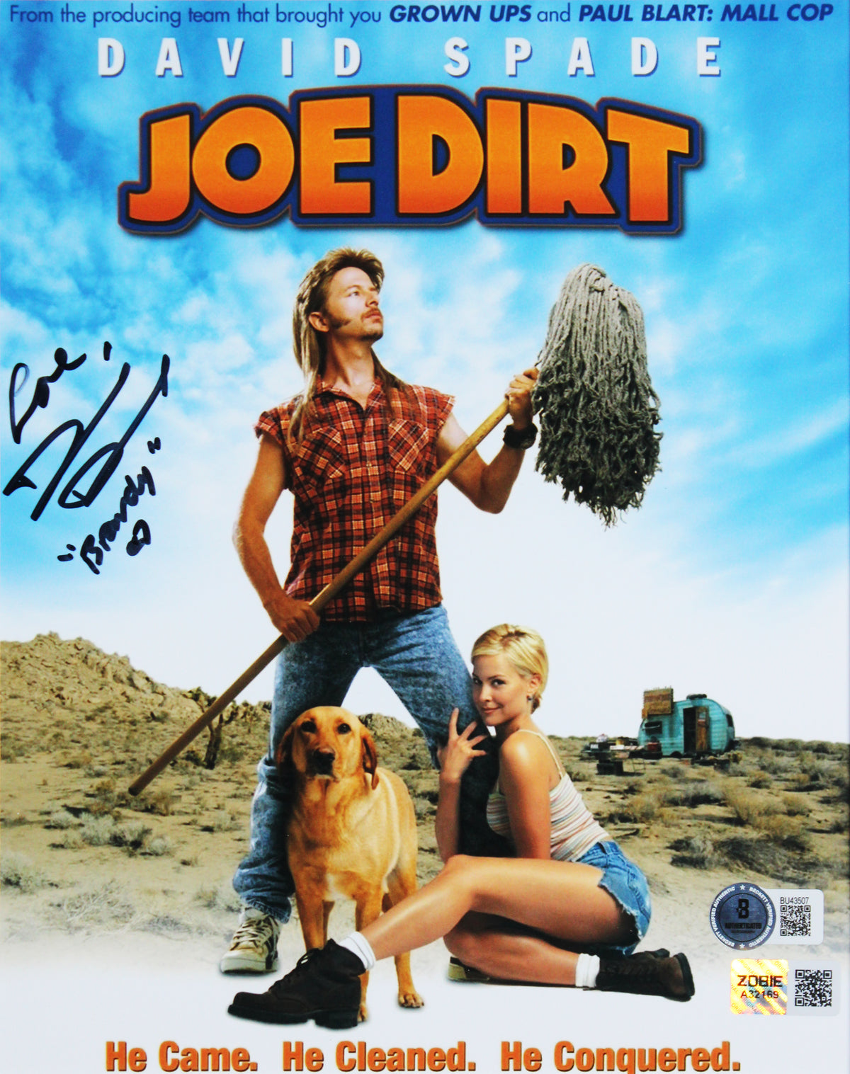 David Spade & Brittany Daniel Joe Dirt Authentic Signed Framed Display BAS