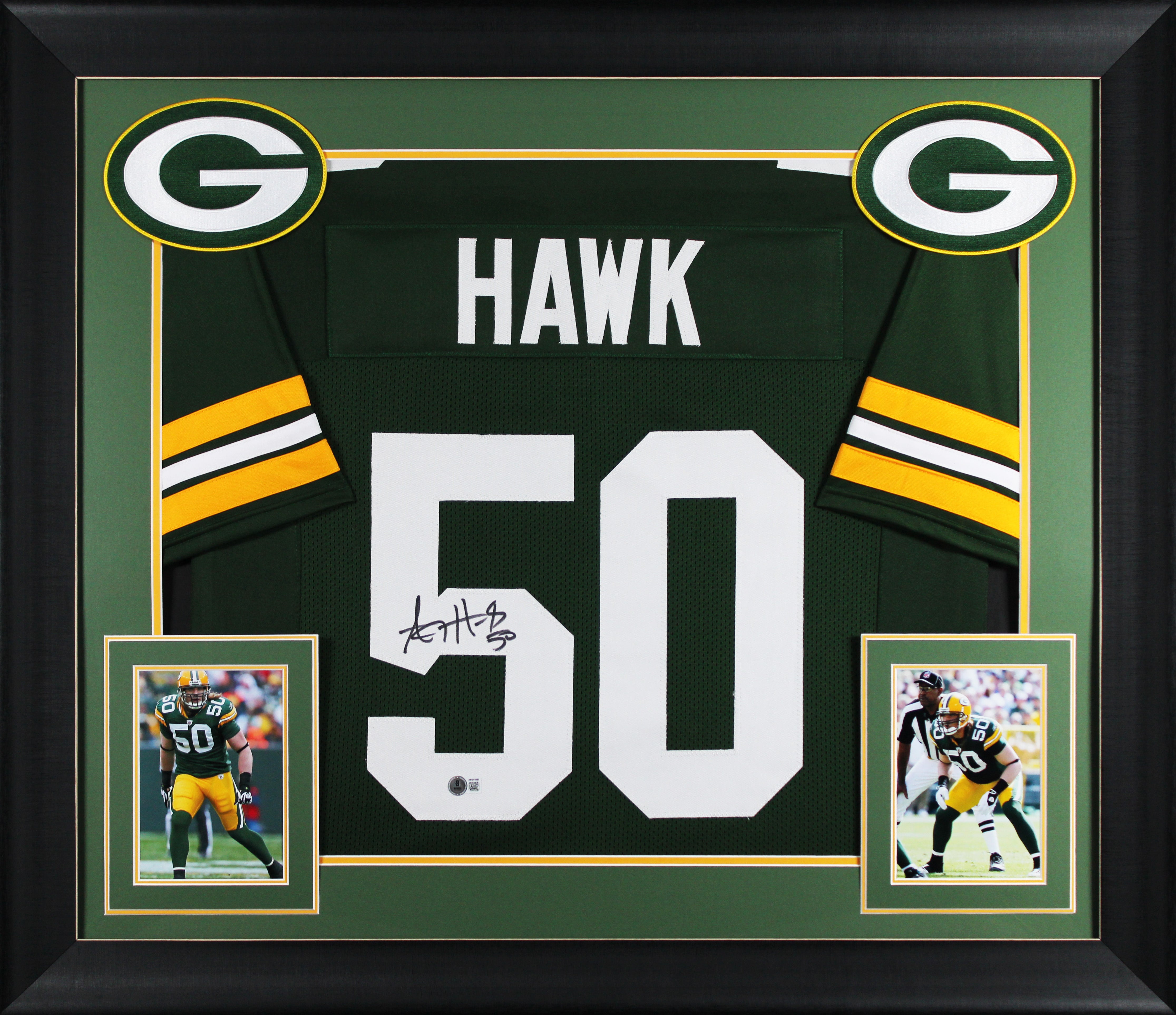 A.J. Hawk Authentic Signed Green Pro Style Framed Jersey BAS Witnessed