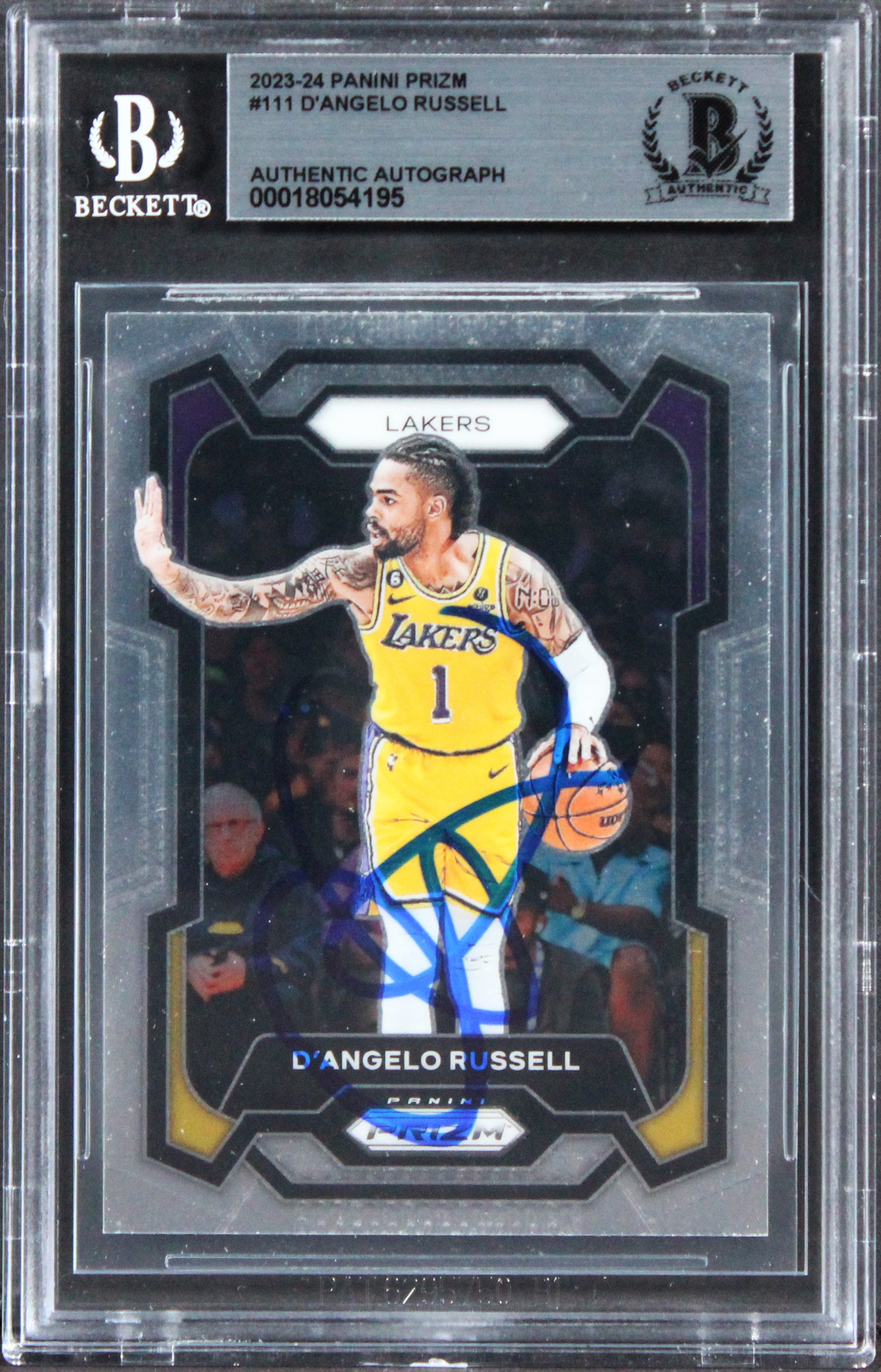 Lakers D'Angelo Russell Authentic Signed 2023 Panini Prizm #111 Card BAS Slabbed