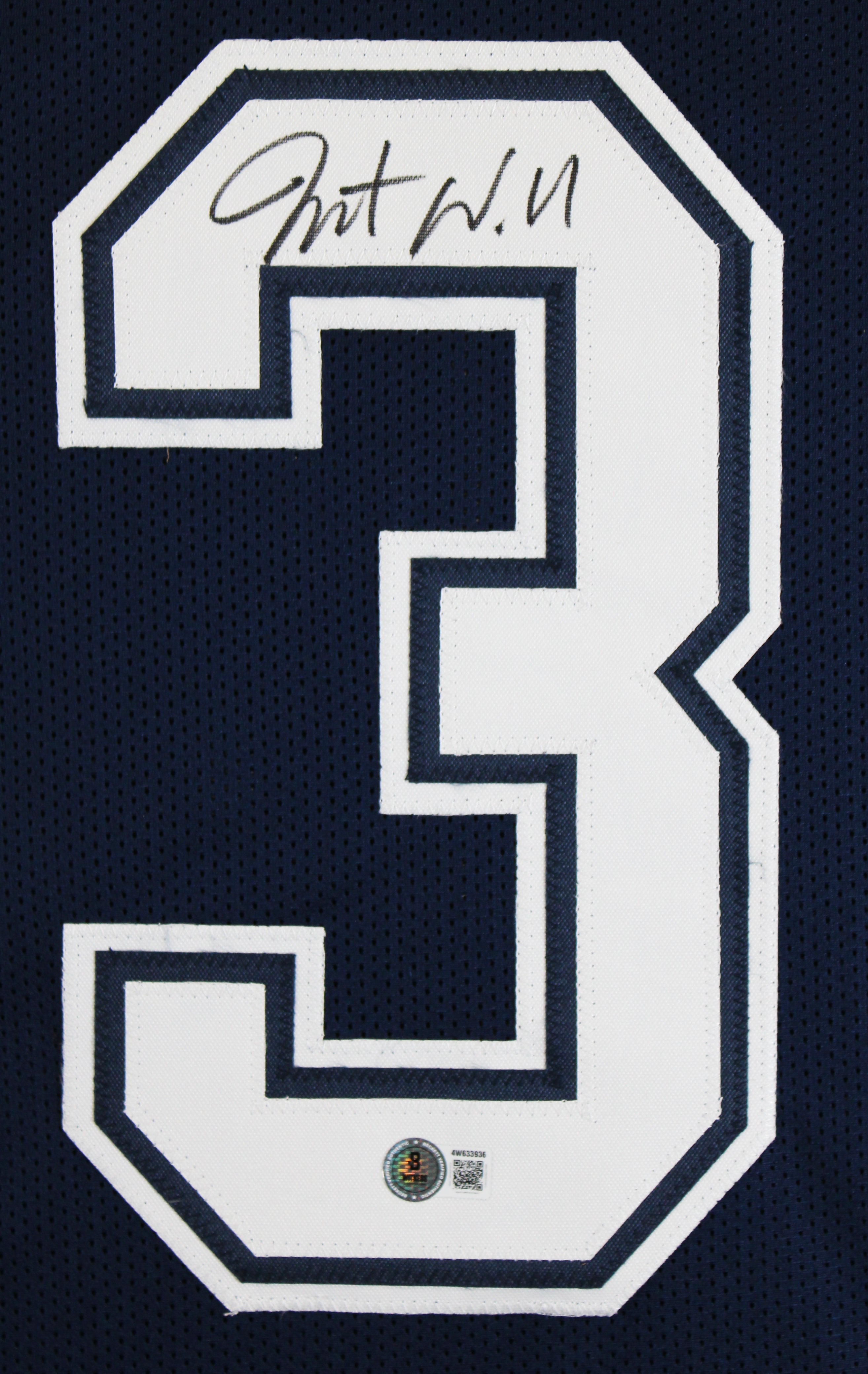 Javonte Williams Authentic Signed Navy Pro Style Jersey Autographed BAS Witness