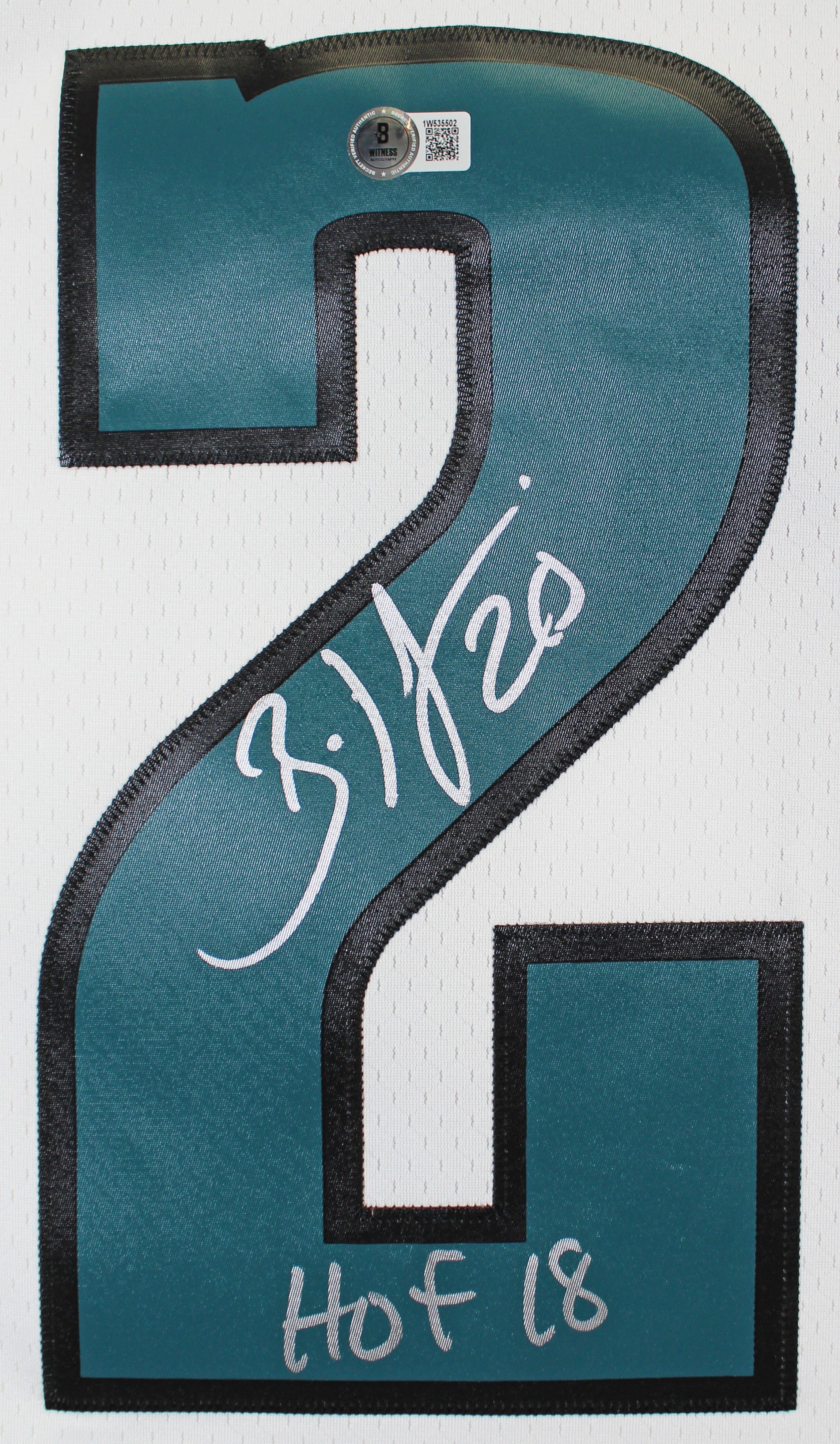 Eagles Brian Dawkins "HOF 18" Signed White Mitchell & Ness Jersey BAS Witnessed