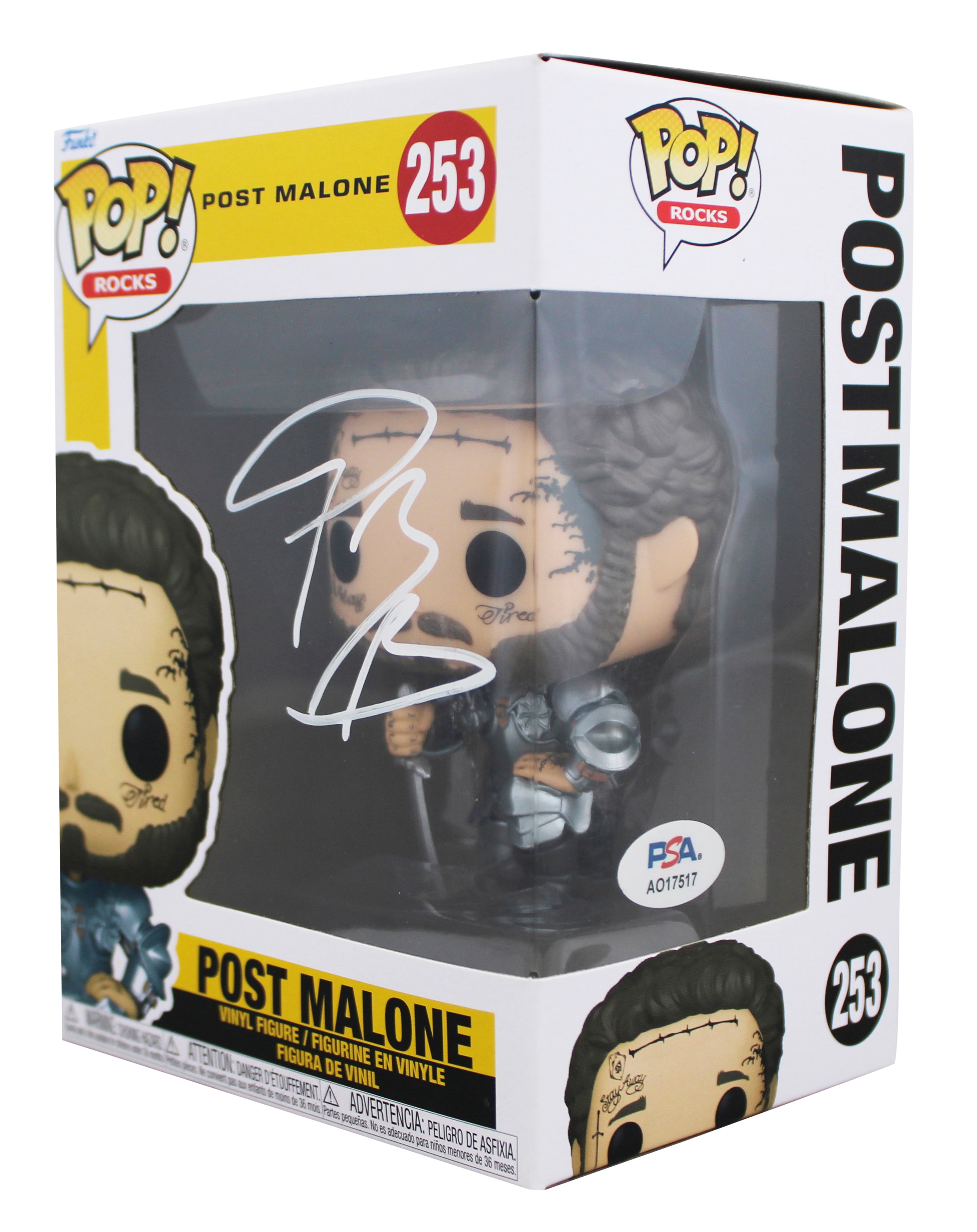 Post Malone Authentic Signed #253 Funko Pop Vinyl Figure PSA/DNA #AO17517