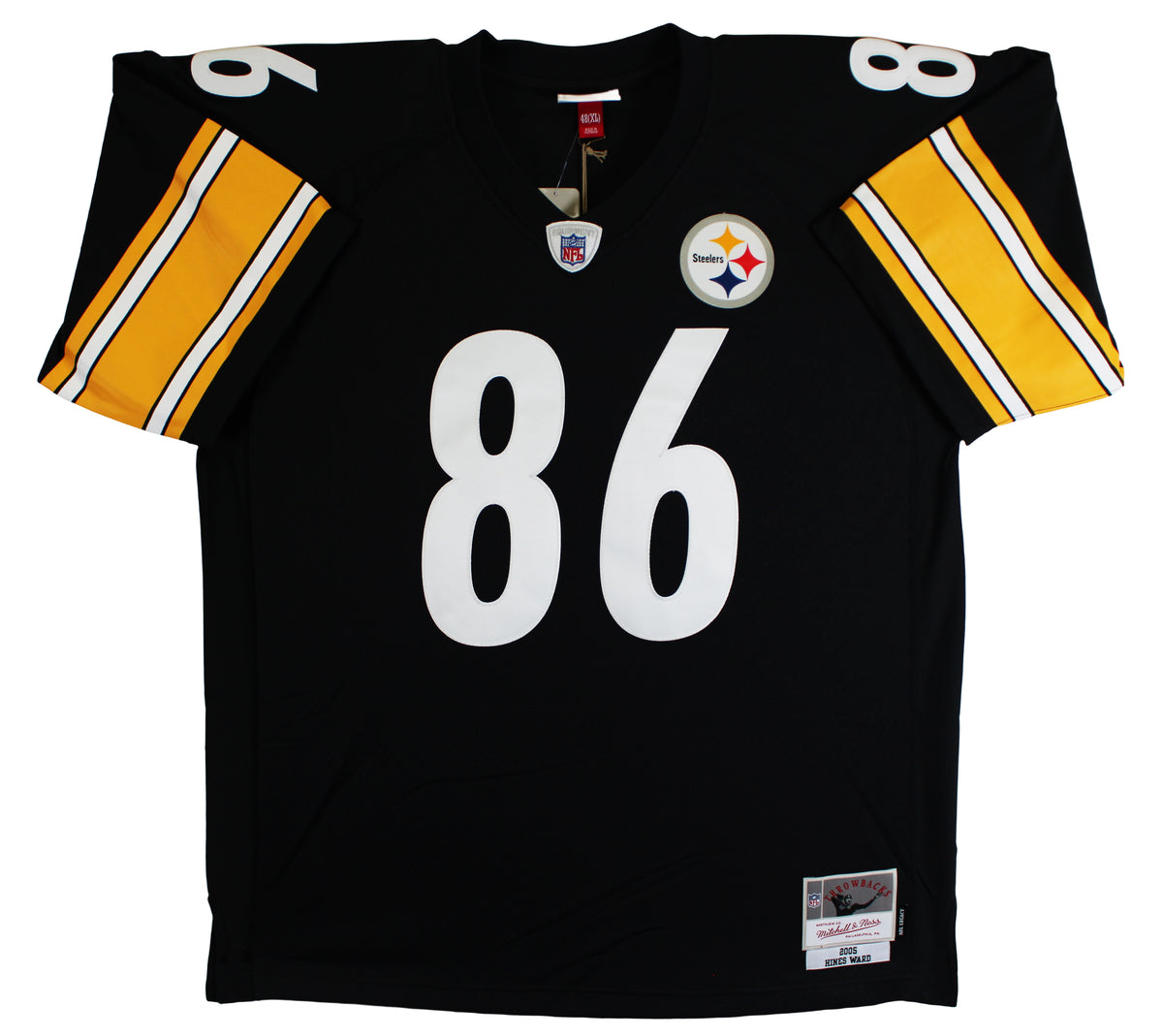 Steelers Hines Ward "SB XL MVP" Signed Black Mitchell & Ness Jersey BAS Witness