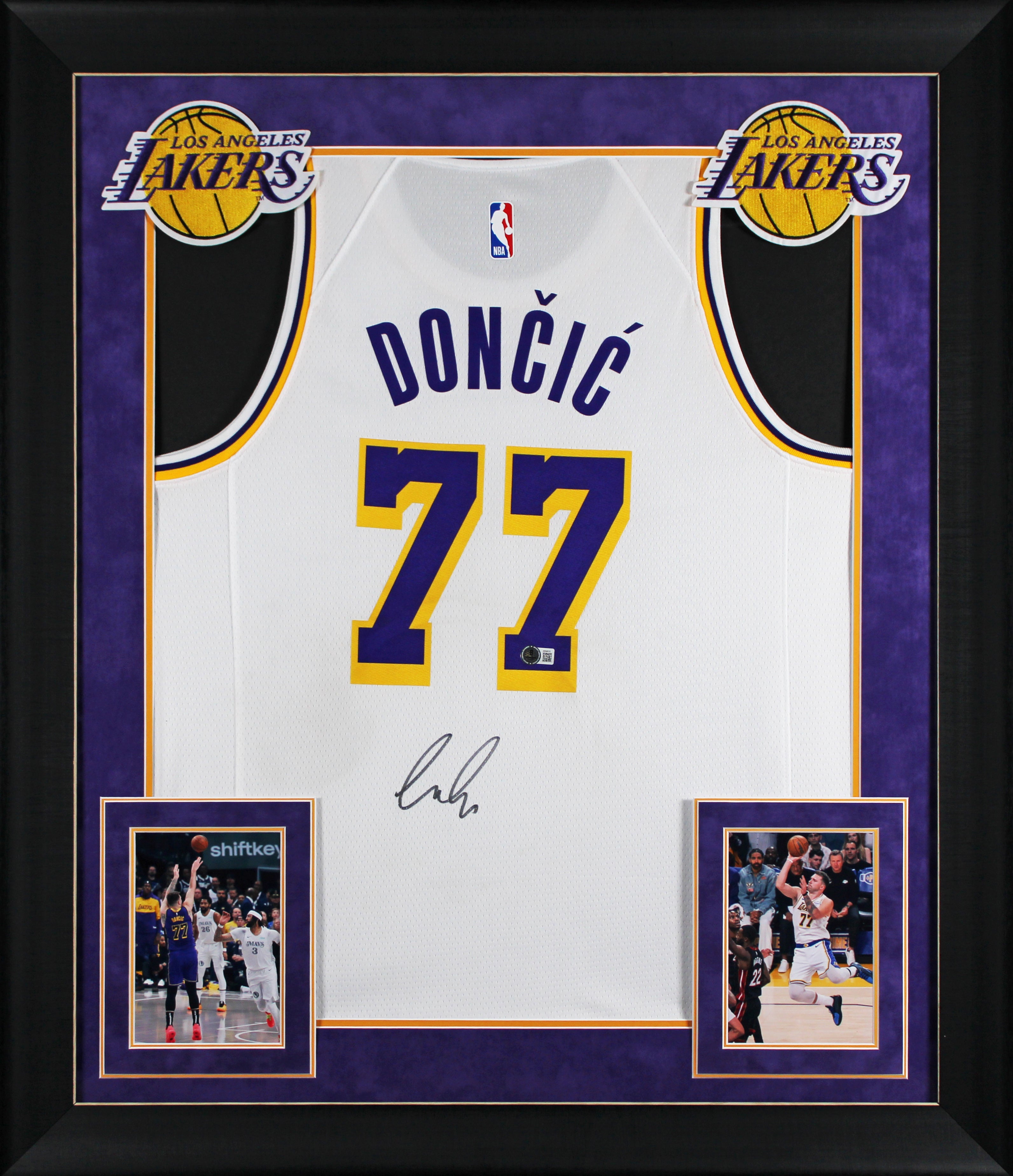 Lakers Luka Doncic Authentic Signed White Nike Framed Jersey BAS #AE64515