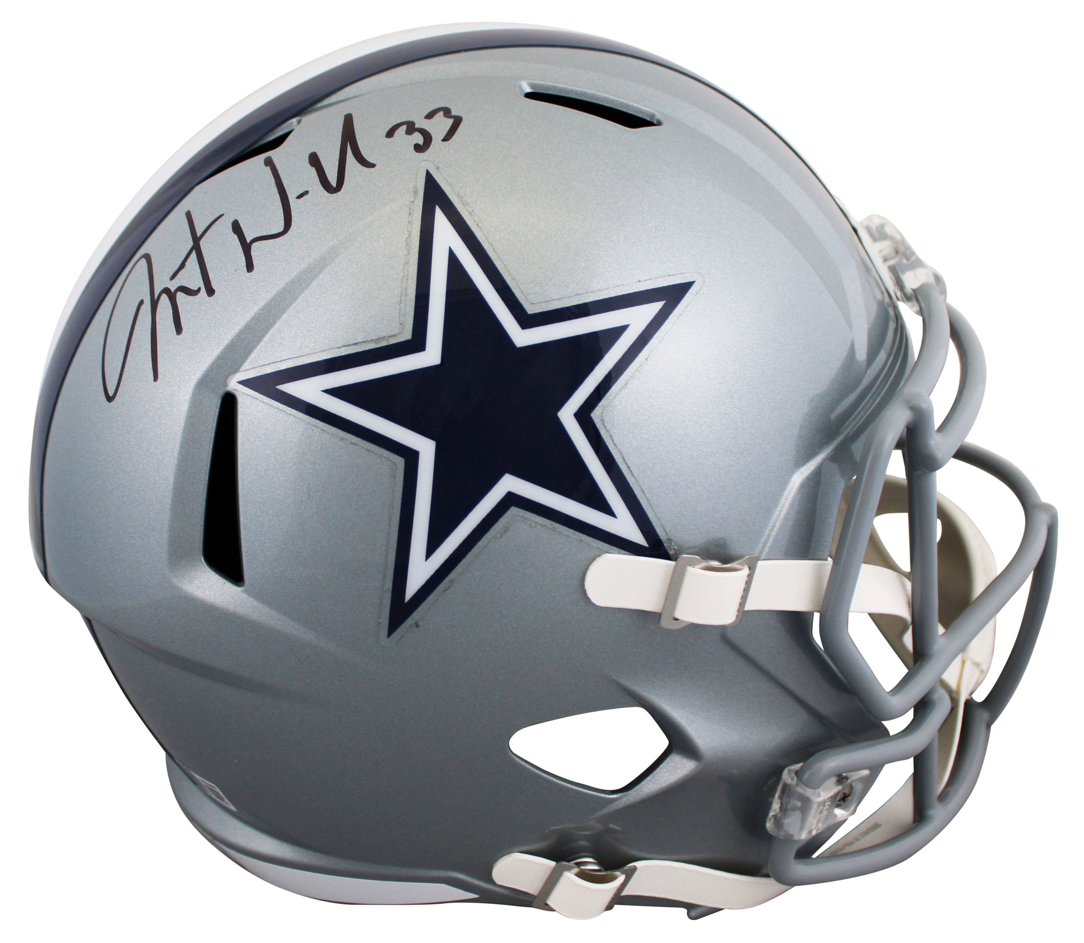 Cowboys Javonte Williams Signed Full Size Speed Rep Helmet W/ Case BAS Witnessed