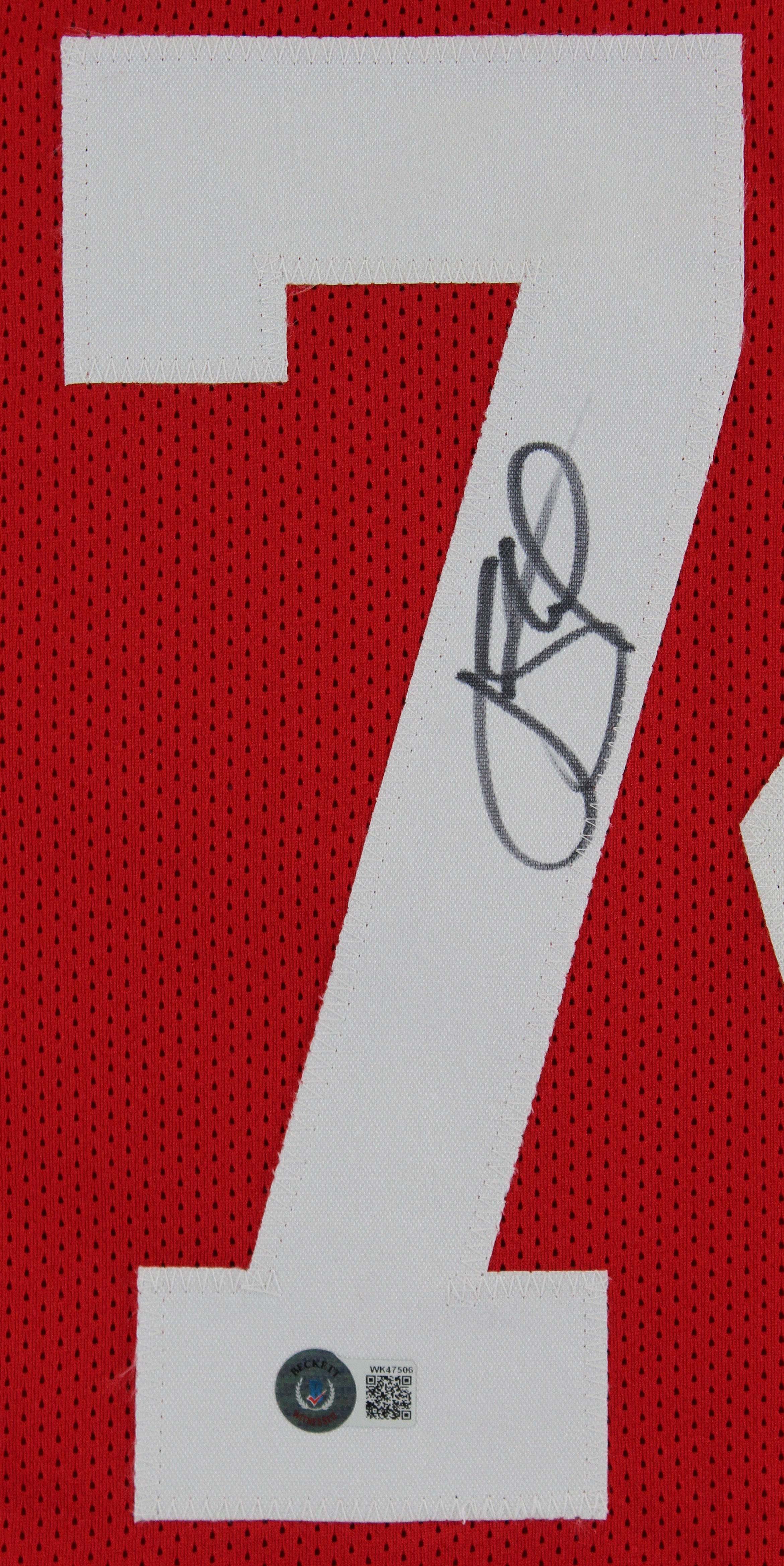Joe Staley Authentic Signed Red Pro Style Framed Jersey BAS Witnessed