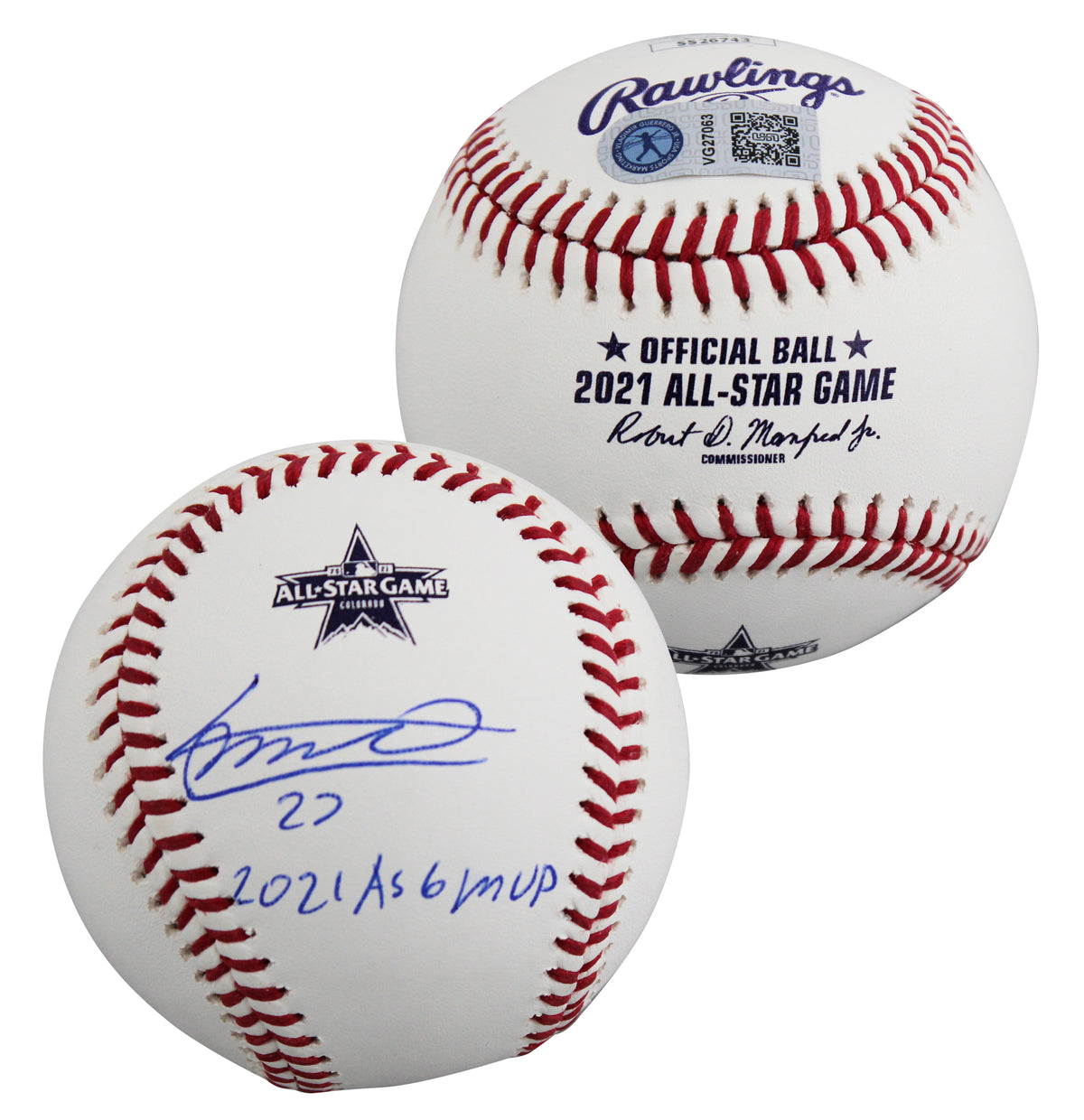 Vladimir Guerrero Jr. "2021 ASG MVP" Signed 2021 ASG Logo Baseball JSA #SS26743