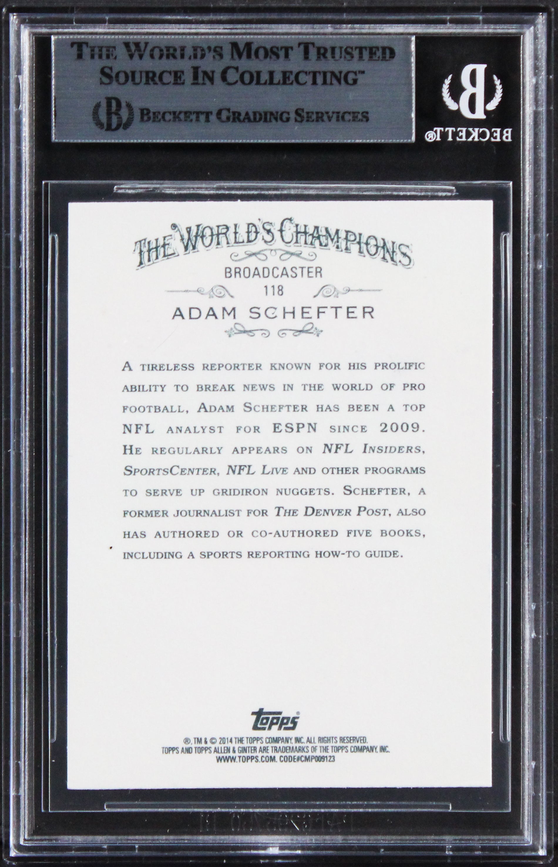 Adam Schefter "w/Insc" Signed 2014 Topps Allen & Ginter #118 Card BAS Slabbed