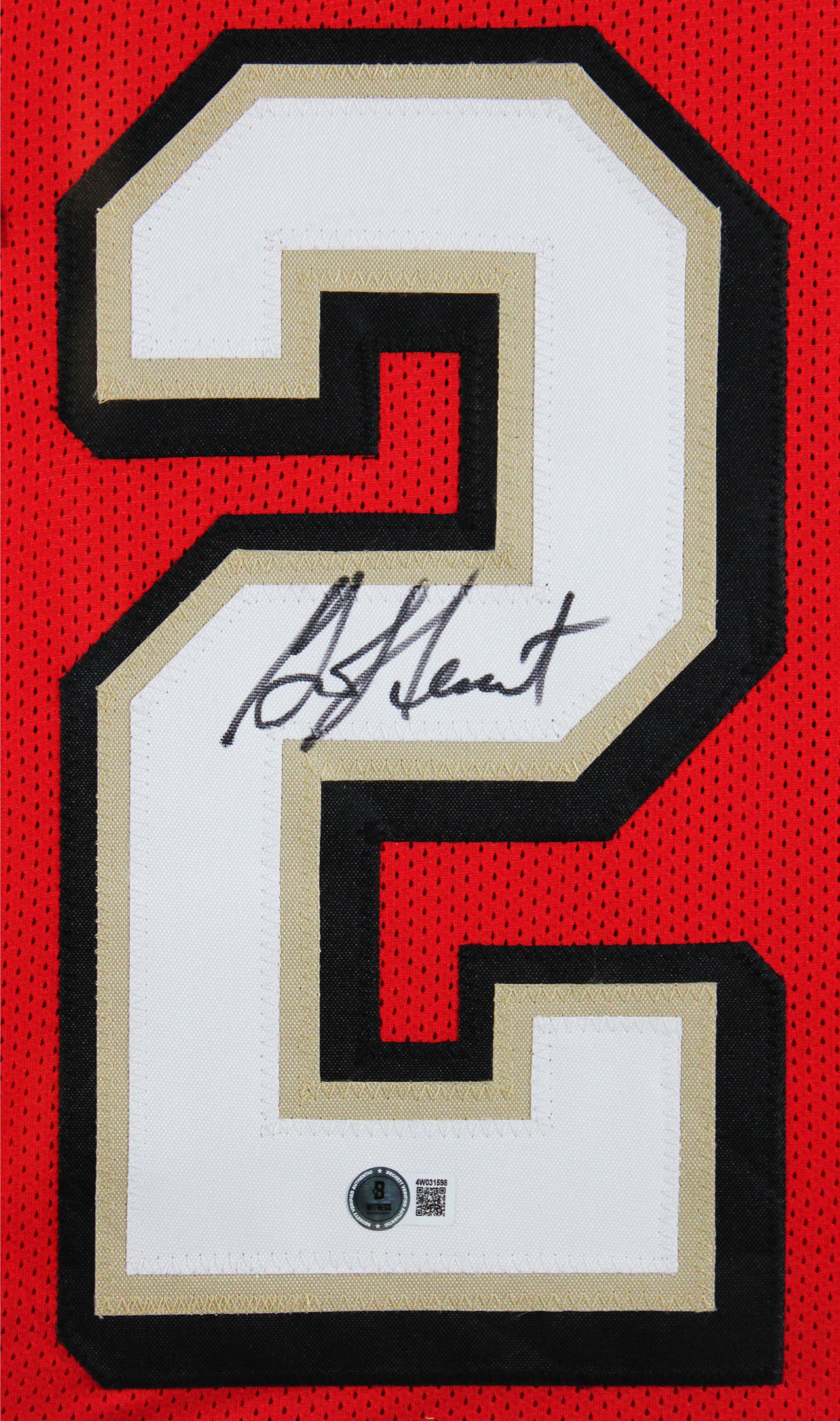 Garrison Hearst Signed Red Pro Style Jersey w/ Dropshadow BAS Witnessed