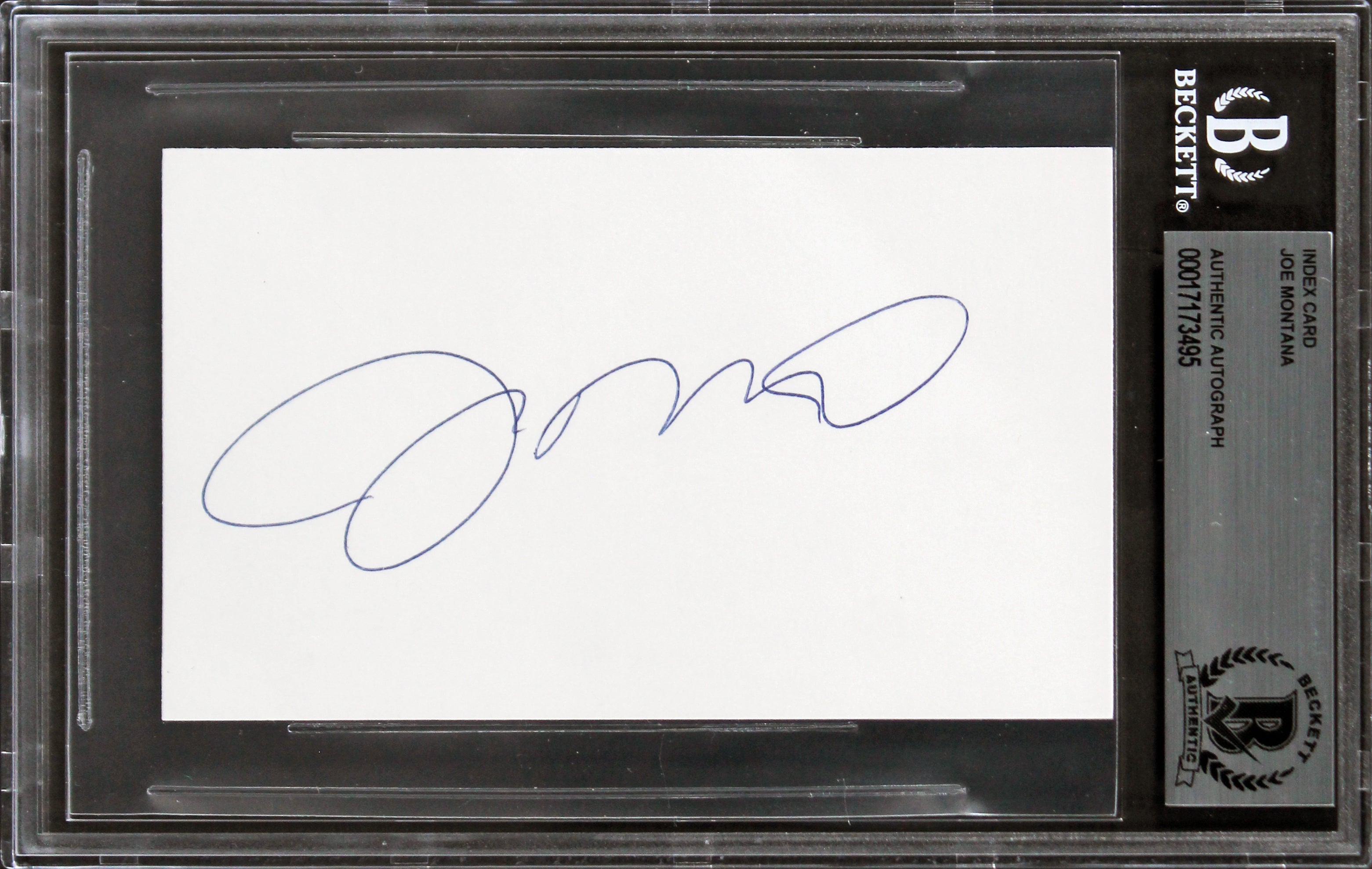 49ers Joe Montana Authentic Signed 3x5 Index Card Autographed BAS Slabbed