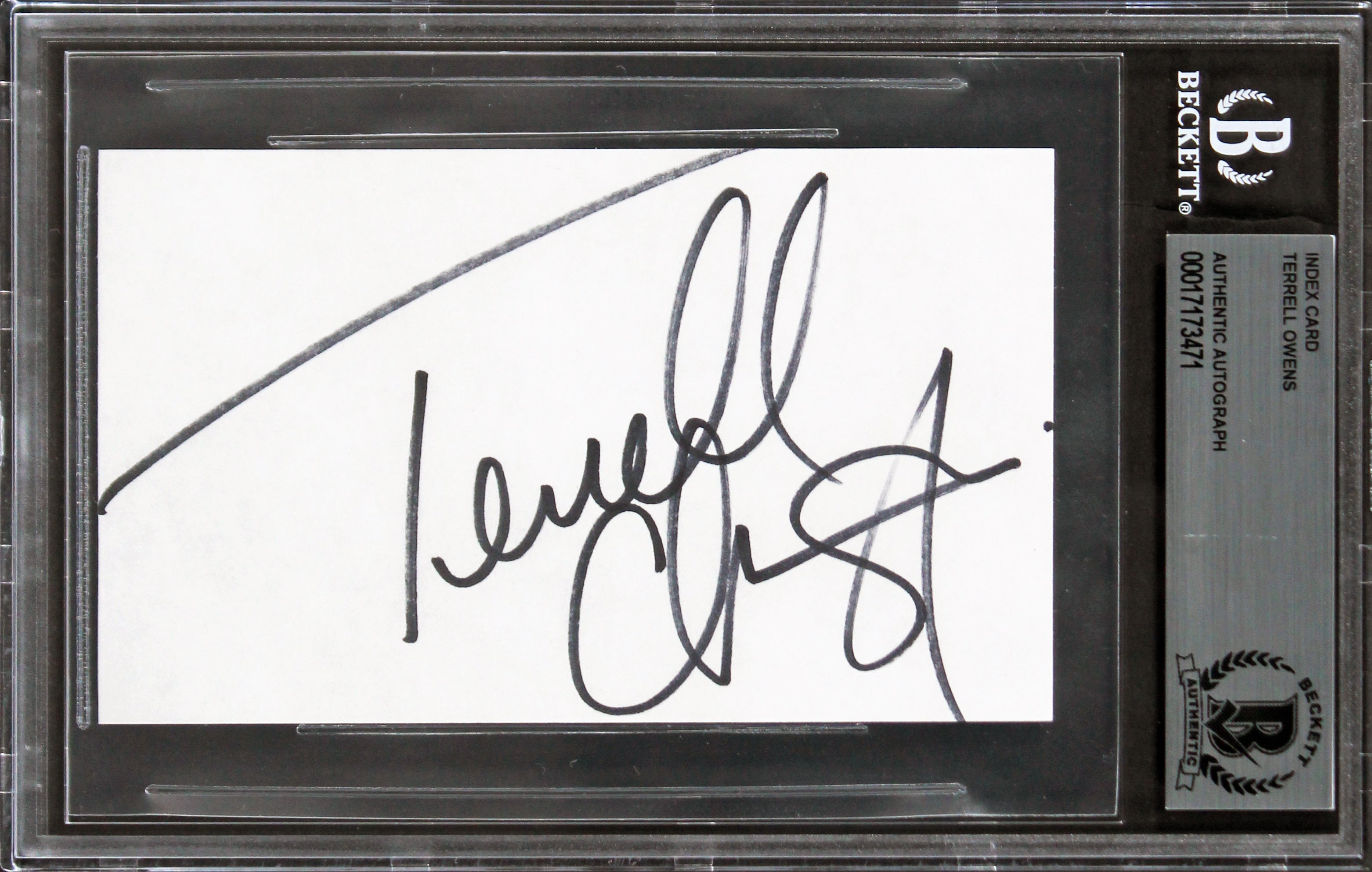 Cowboys Terrell Owens Authentic Signed 3x5 Index Card Autographed BAS Slabbed