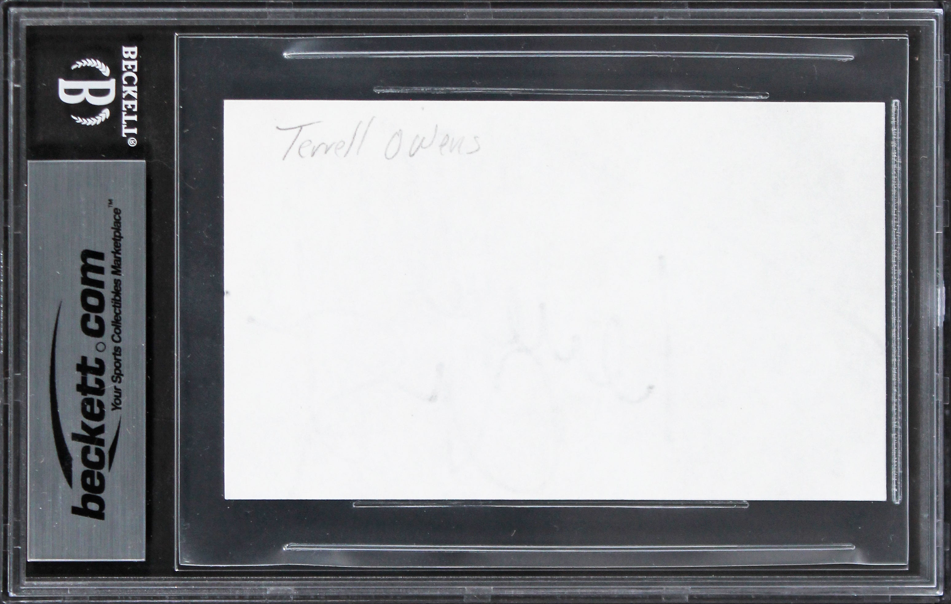 Cowboys Terrell Owens Authentic Signed 3x5 Index Card Autographed BAS Slabbed