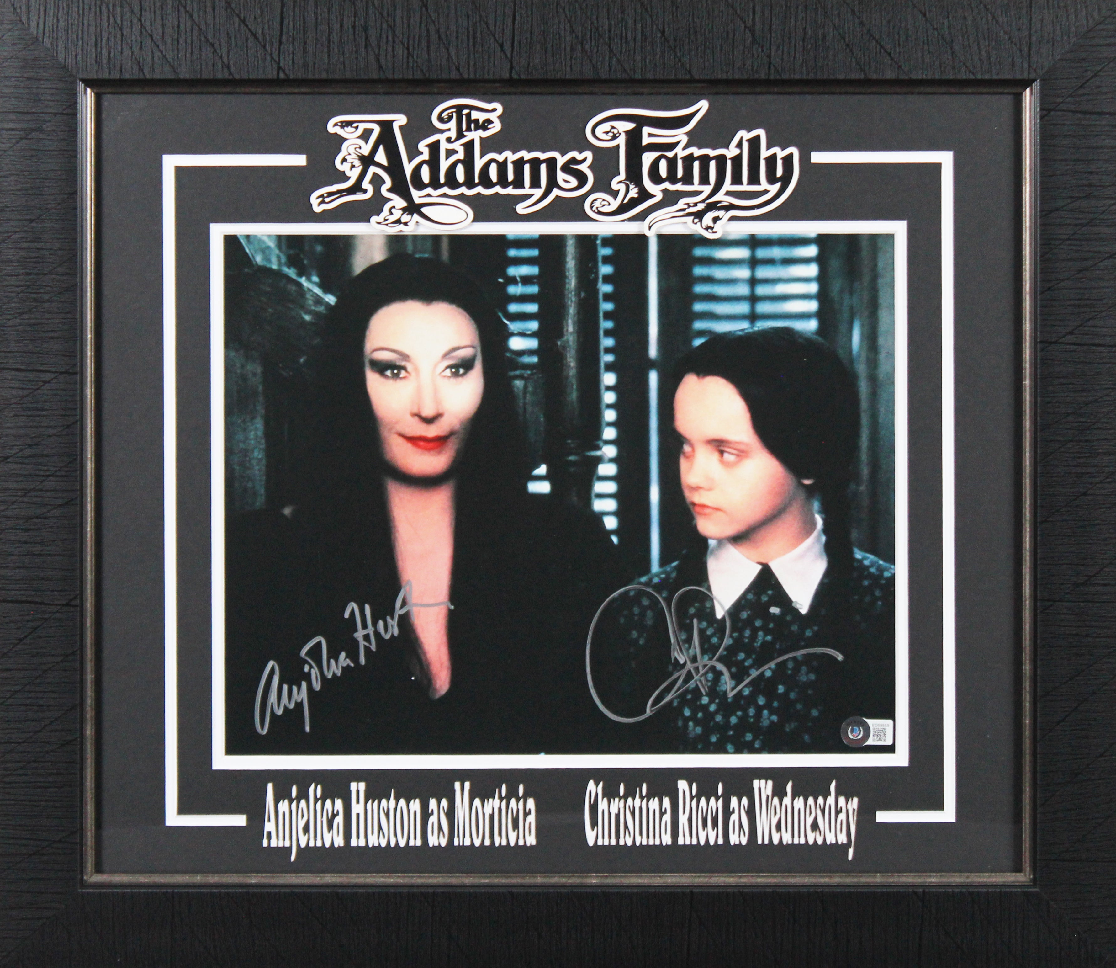 Christina Ricci & Anjelica Houston Addams Family Signed 11x14 Framed Photo BAS