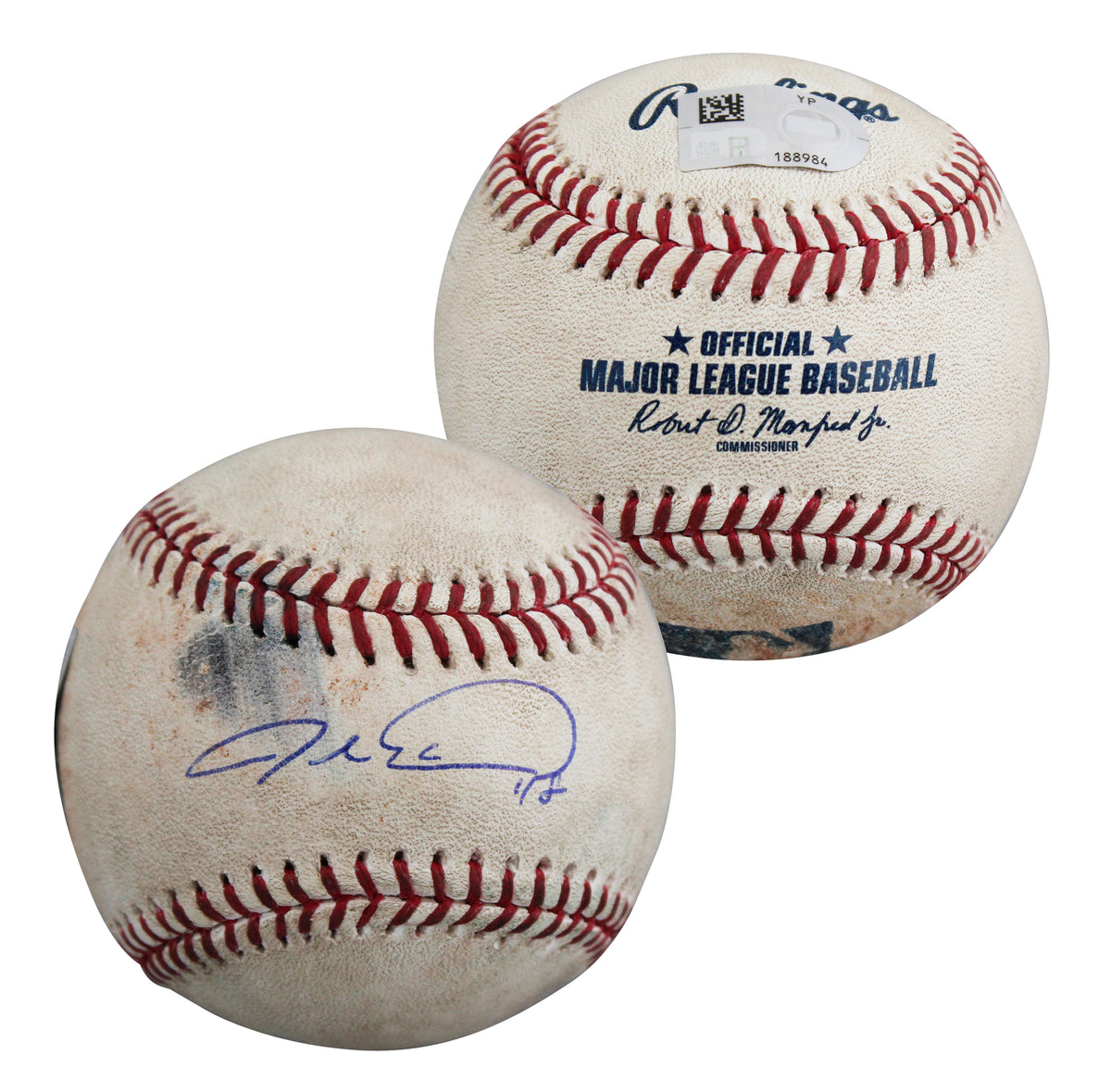 Rangers Jacob deGrom Signed Game Used April 23, 2023 vs. Athletics Baseball BAS