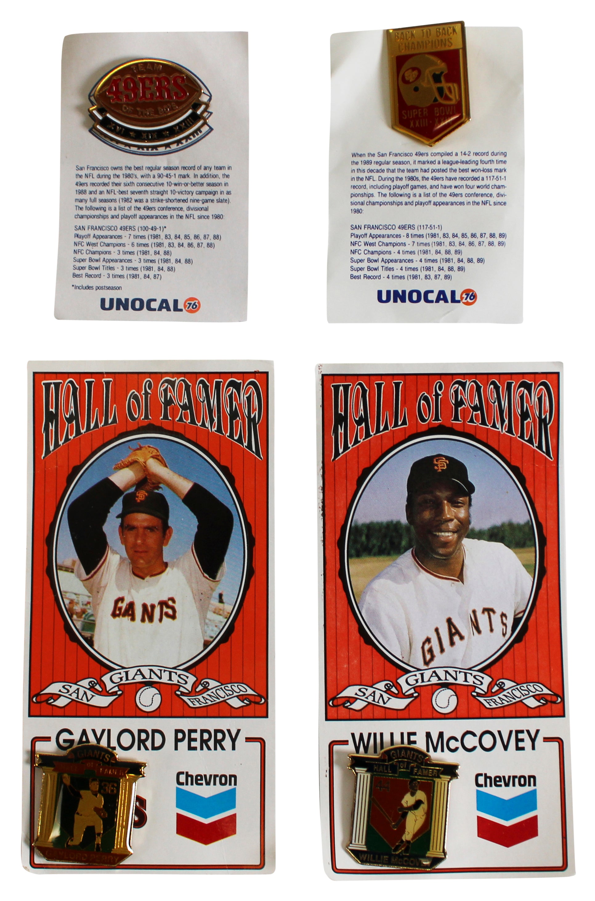 San Francisco Sports Assorted Collector Pin Set Un-signed 1