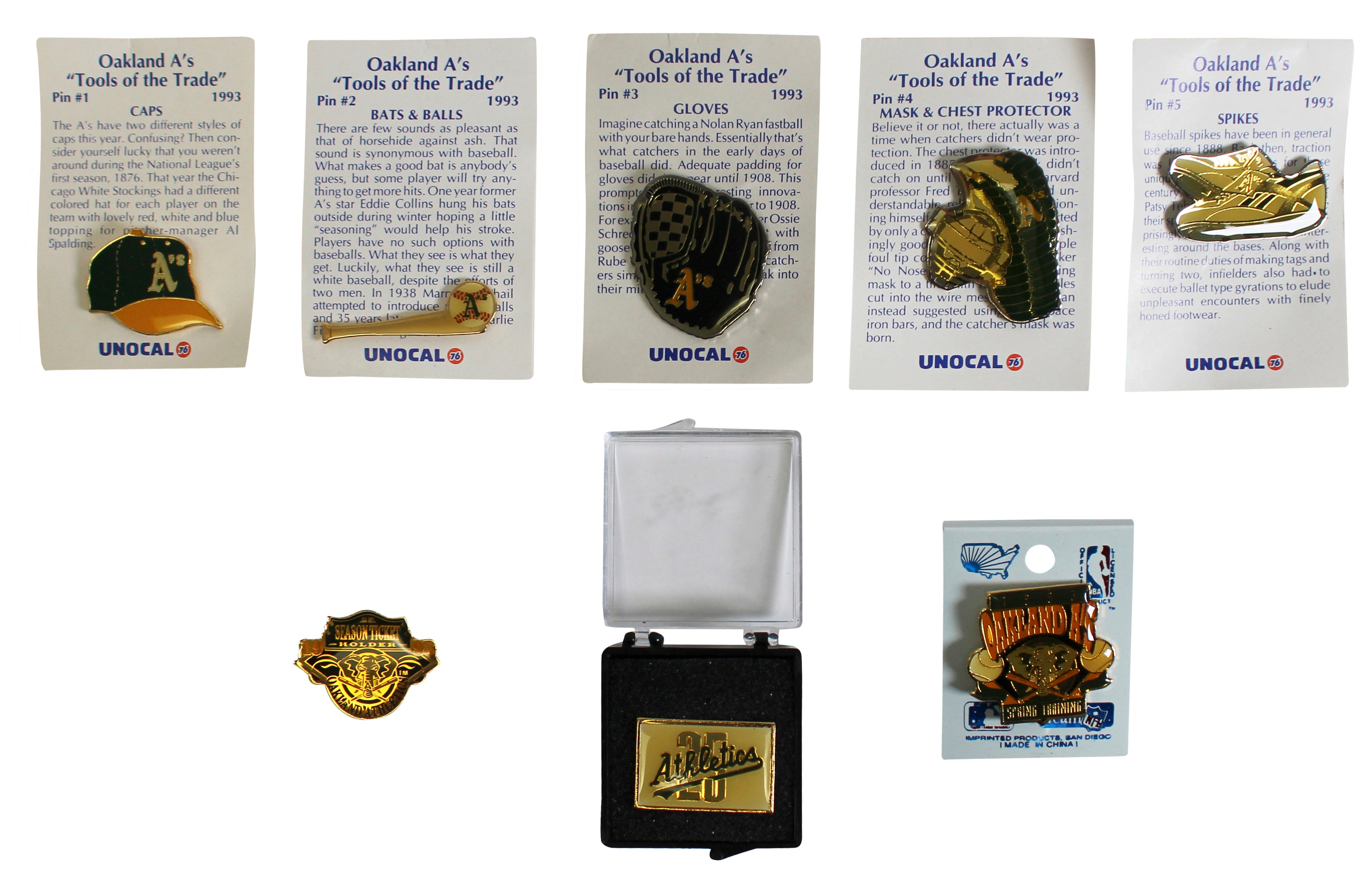 Athletics 1993 Season Collector Pin Set Un-signed 1