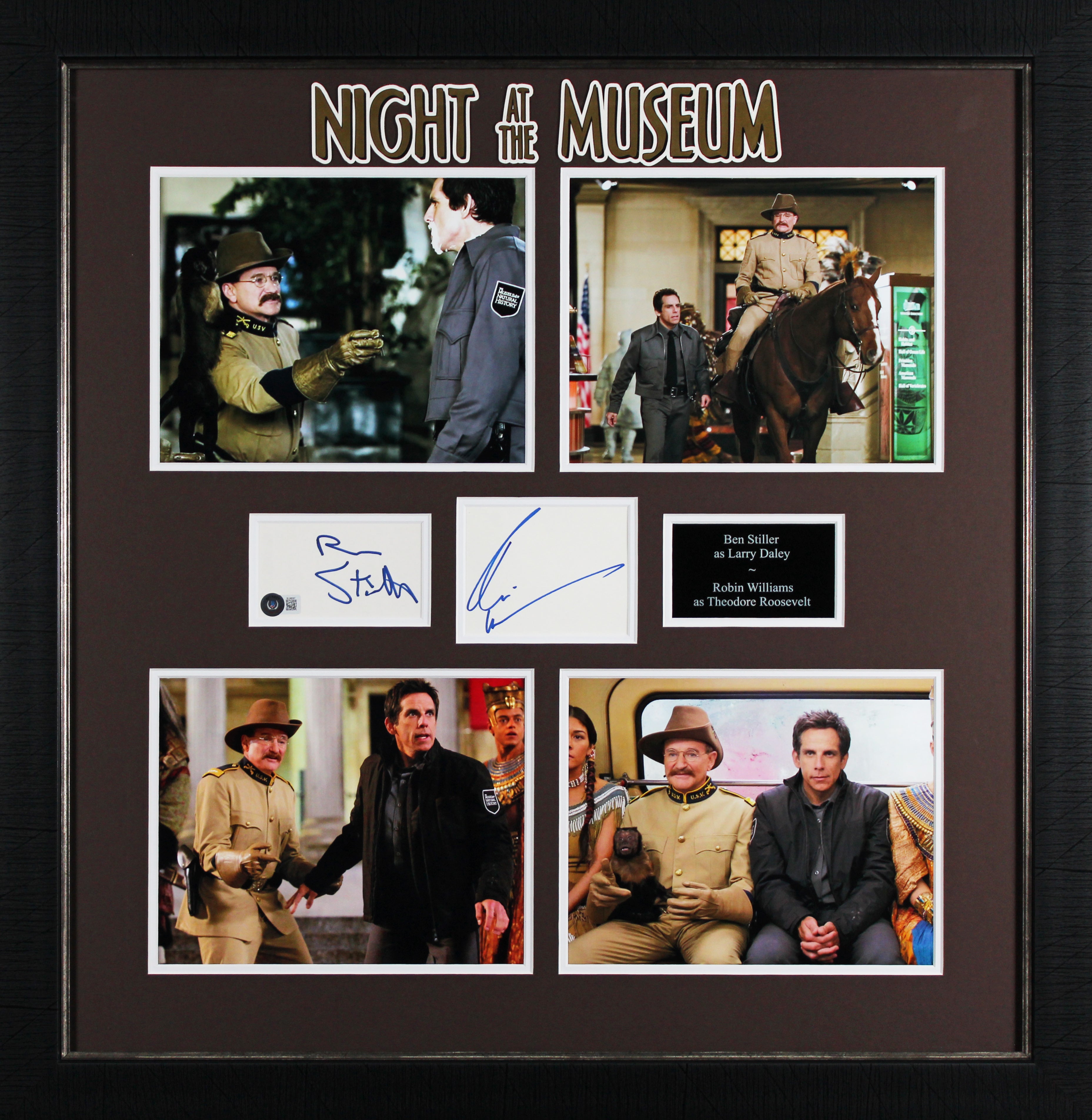 Robin Williams & Ben Stiller Night at the Museum Signed Framed Display BAS LOA