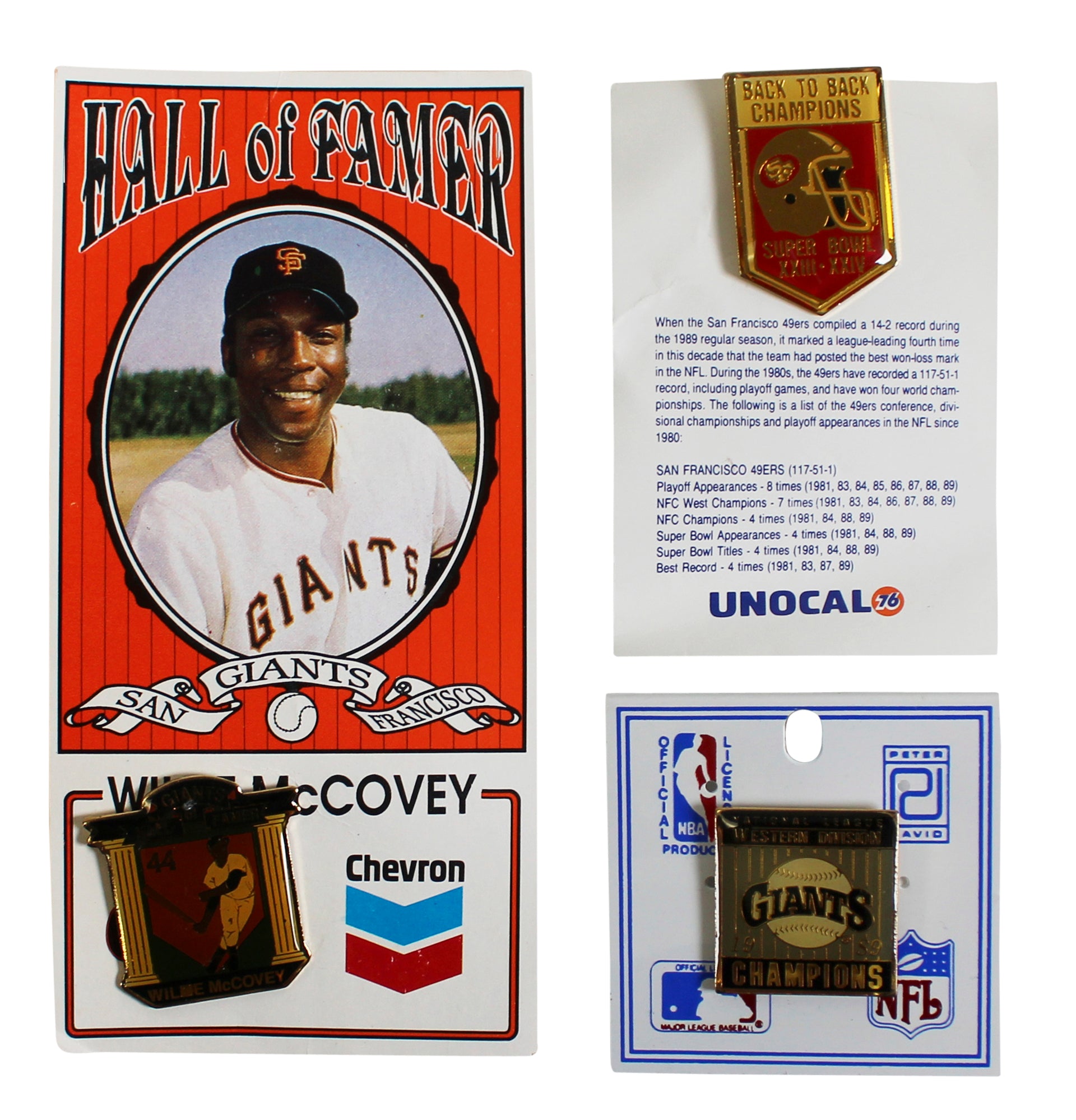 San Francisco Sports Assorted Collector Pin Set Un-signed 2