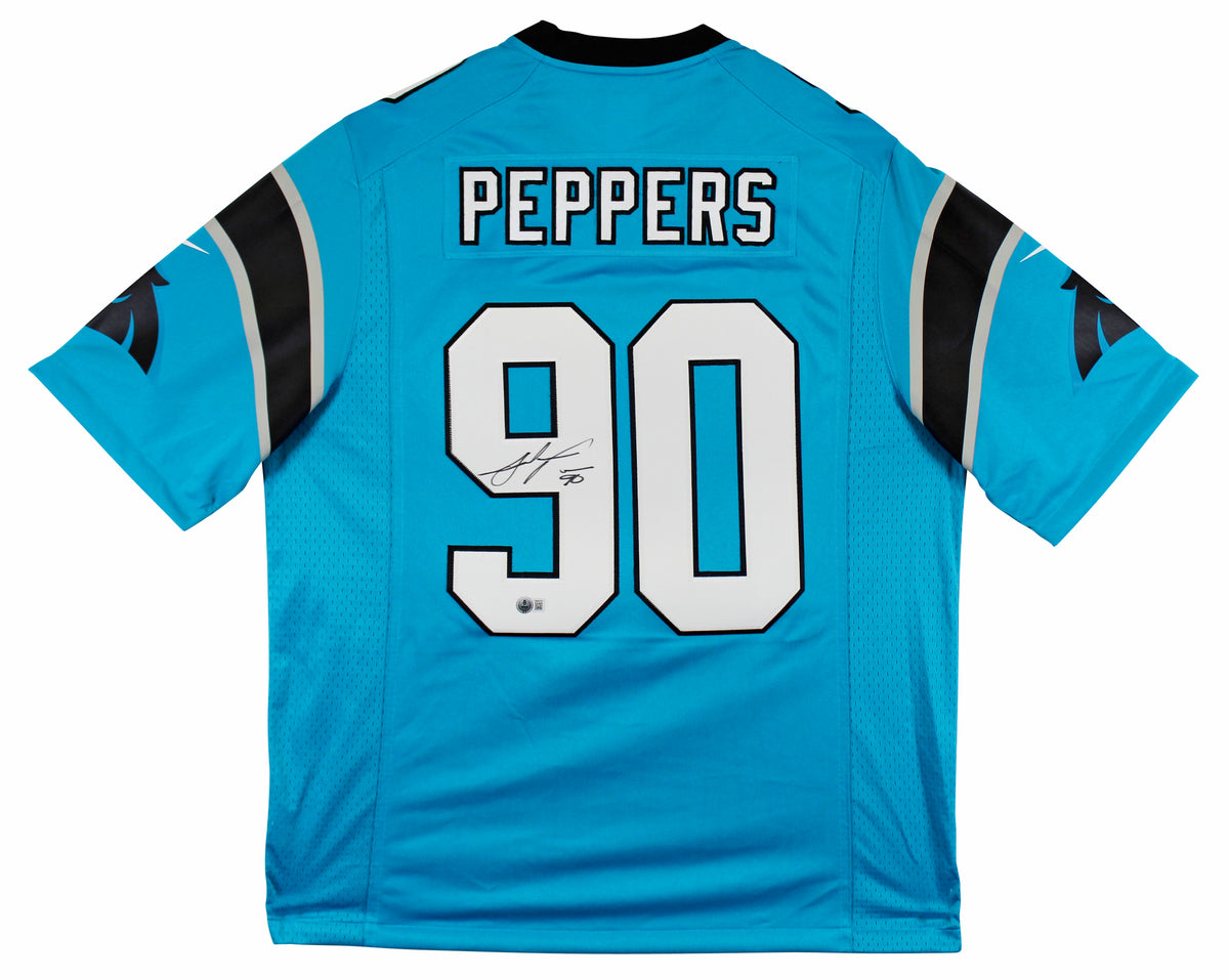 Panthers Julius Peppers Signed Blue Nike Limited Jersey w/ Sewn #s BAS Witness