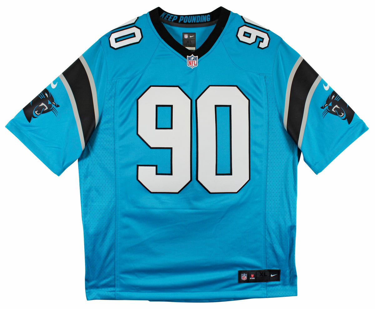 Panthers Julius Peppers Signed Blue Nike Limited Jersey w/ Sewn #s BAS Witness