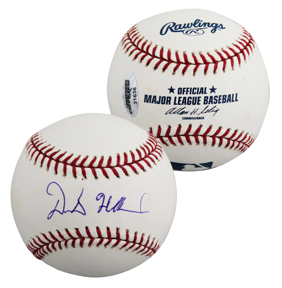 Rangers Derek Holland Authentic Signed Allen Selig OML Baseball BAS #BY031105
