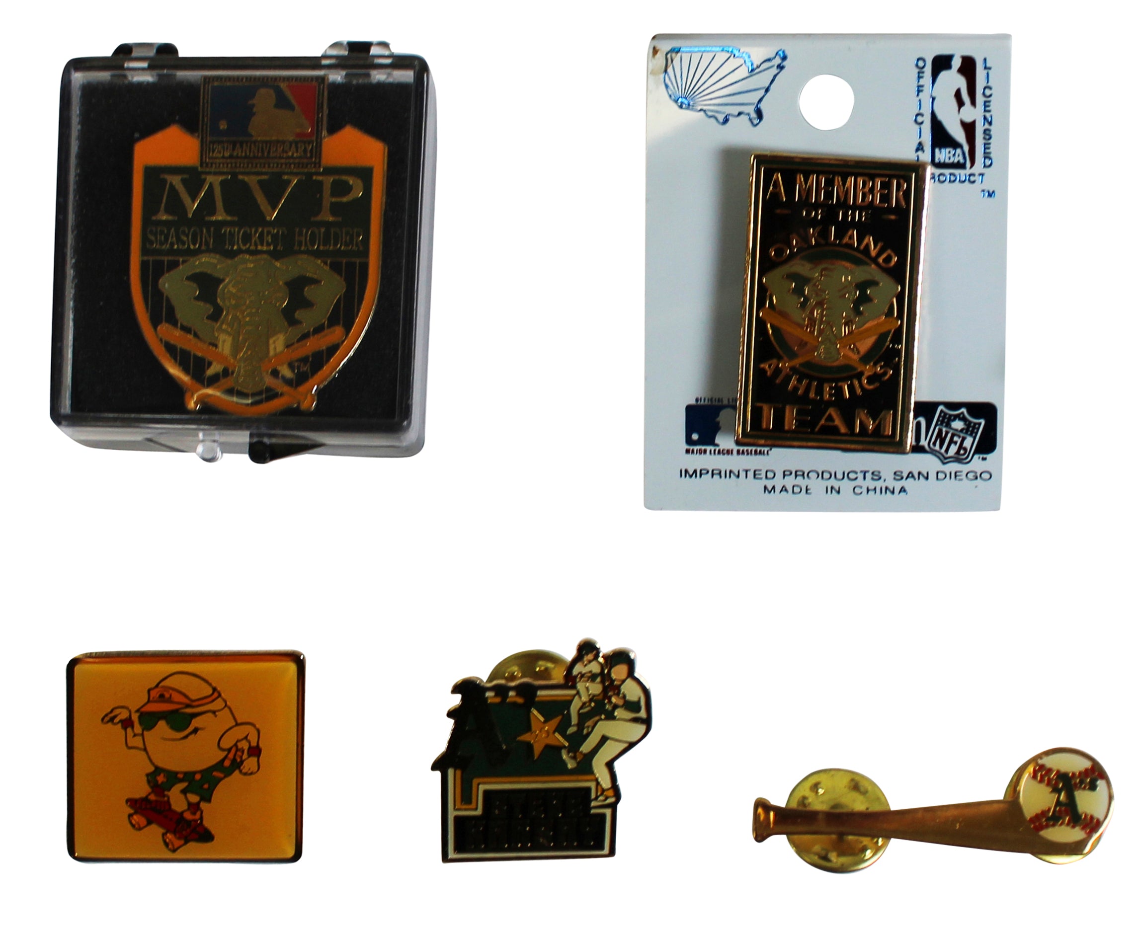 Athletics Assorted Collector Pin Set Un-signed 5